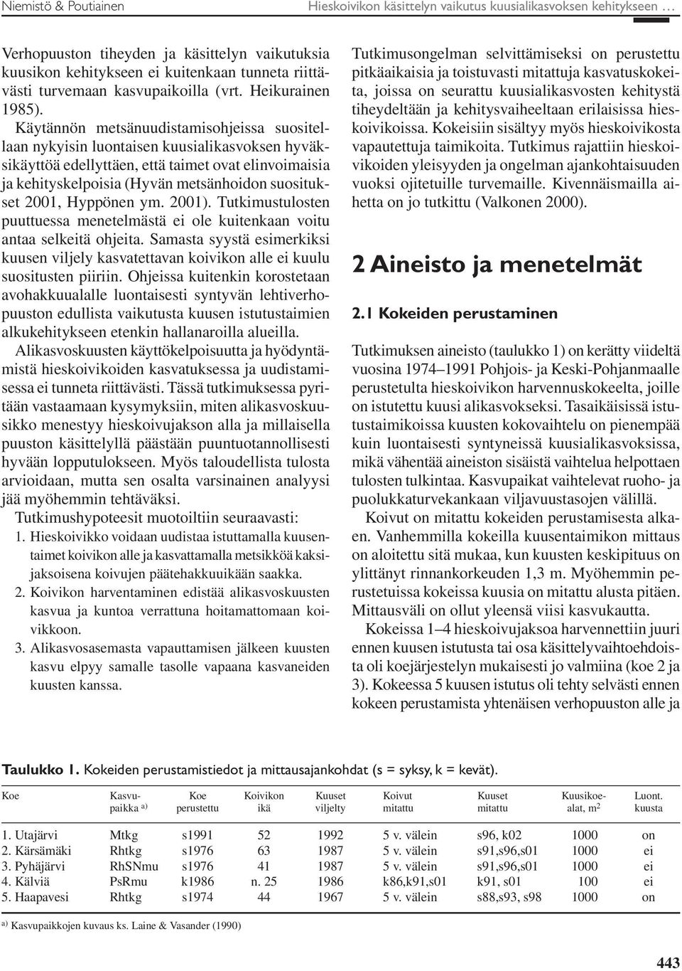 Käytännön metsänuudistamisohjeissa suositellaan nykyisin luontaisen kuusialikasvoksen hyväksikäyttöä edellyttäen, että taimet ovat elinvoimaisia ja kehityskelpoisia (Hyvän metsänhoidon suositukset