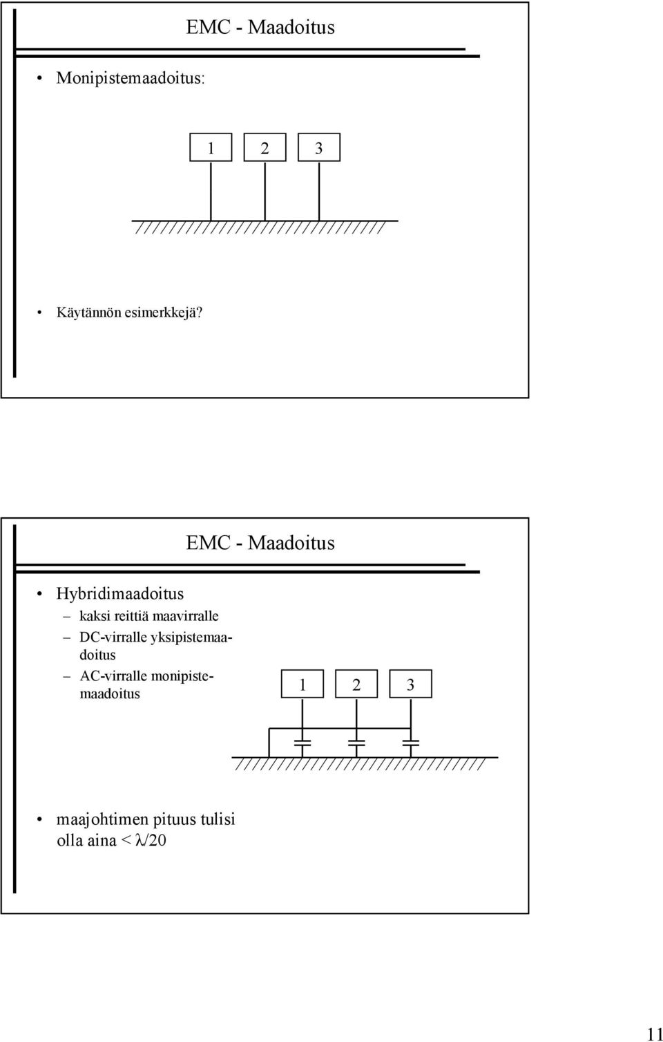 EMC - Maadoitus Hybridimaadoitus kaksi reittiä maavirralle