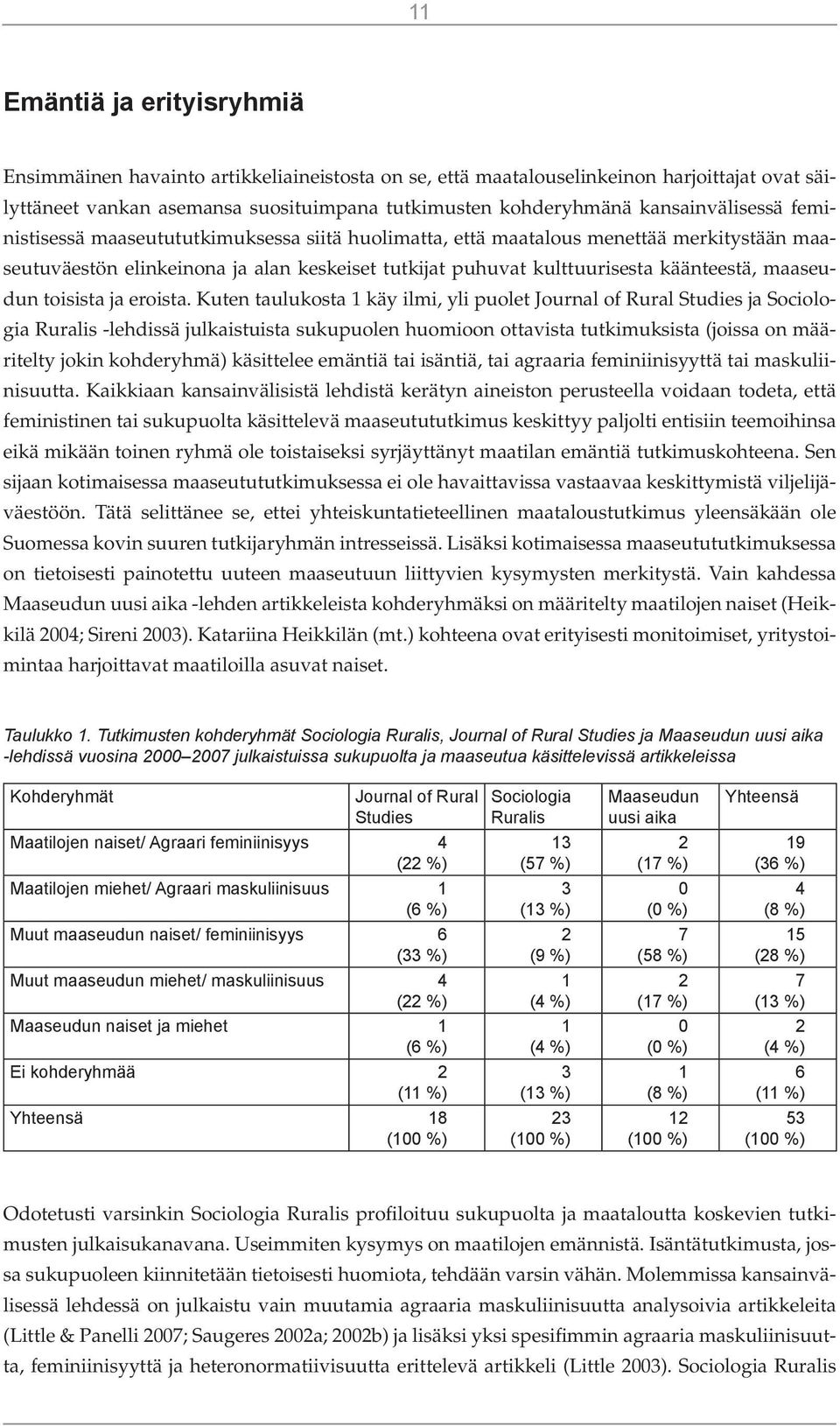 maaseudun toisista ja eroista.