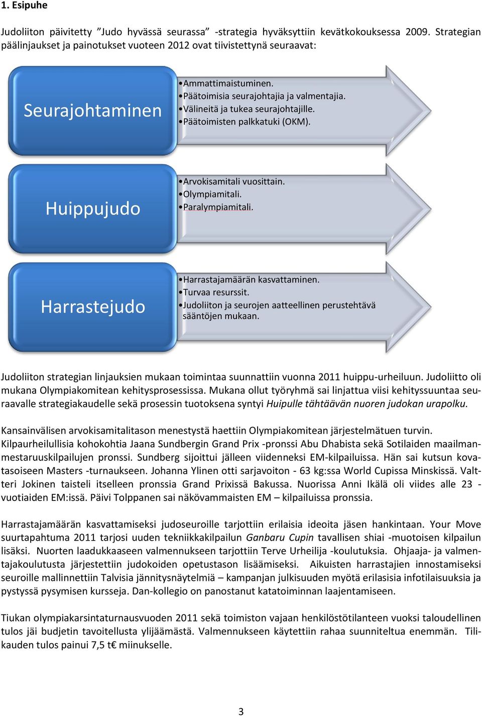 Päätoimisten palkkatuki (OKM). Huippujudo Arvokisamitali vuosittain. Olympiamitali. Paralympiamitali. Harrastejudo Harrastajamäärän kasvattaminen. Turvaa resurssit.