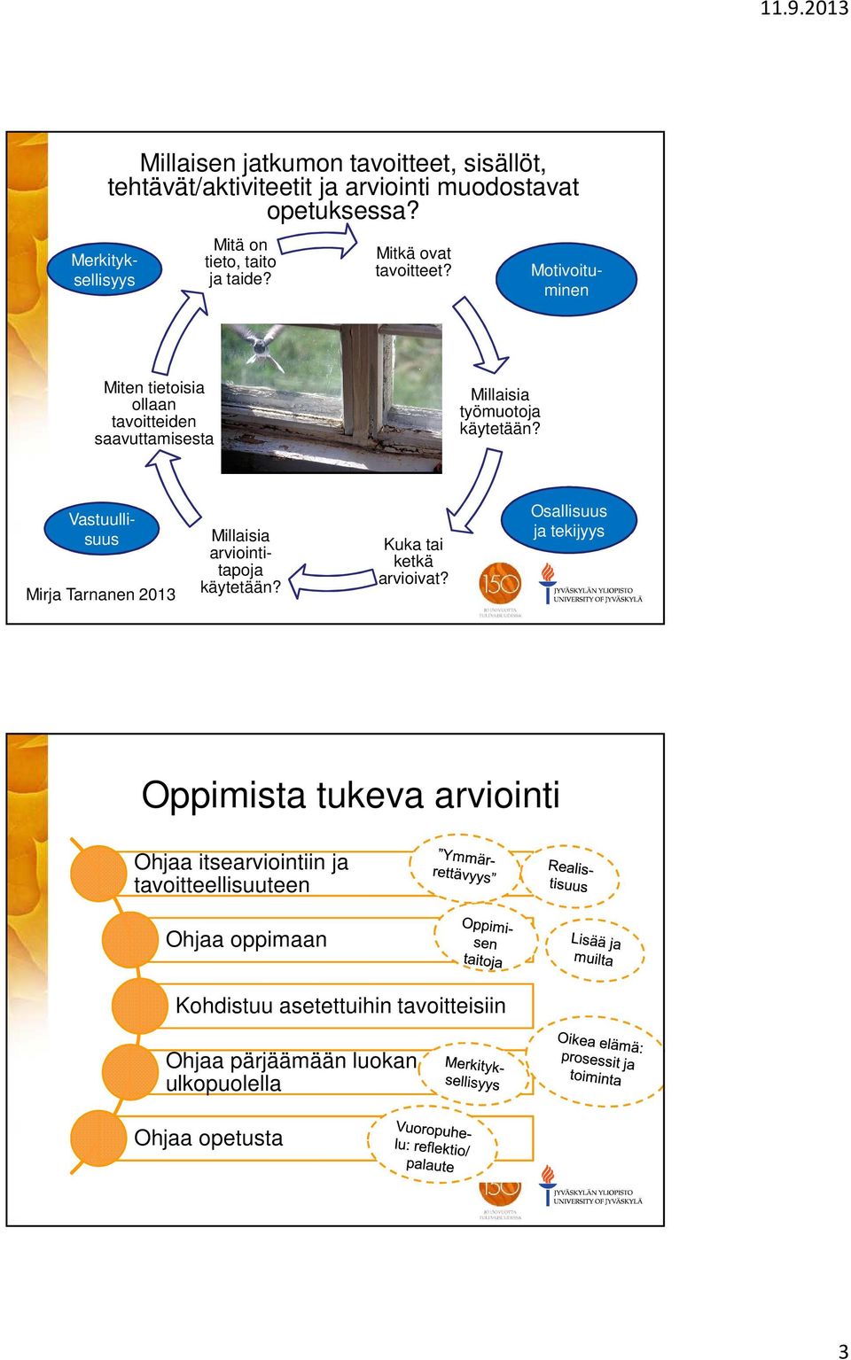 Miten tietoisia ollaan tavoitteiden saavuttamisesta Millaisia työmuotoja käytetään?