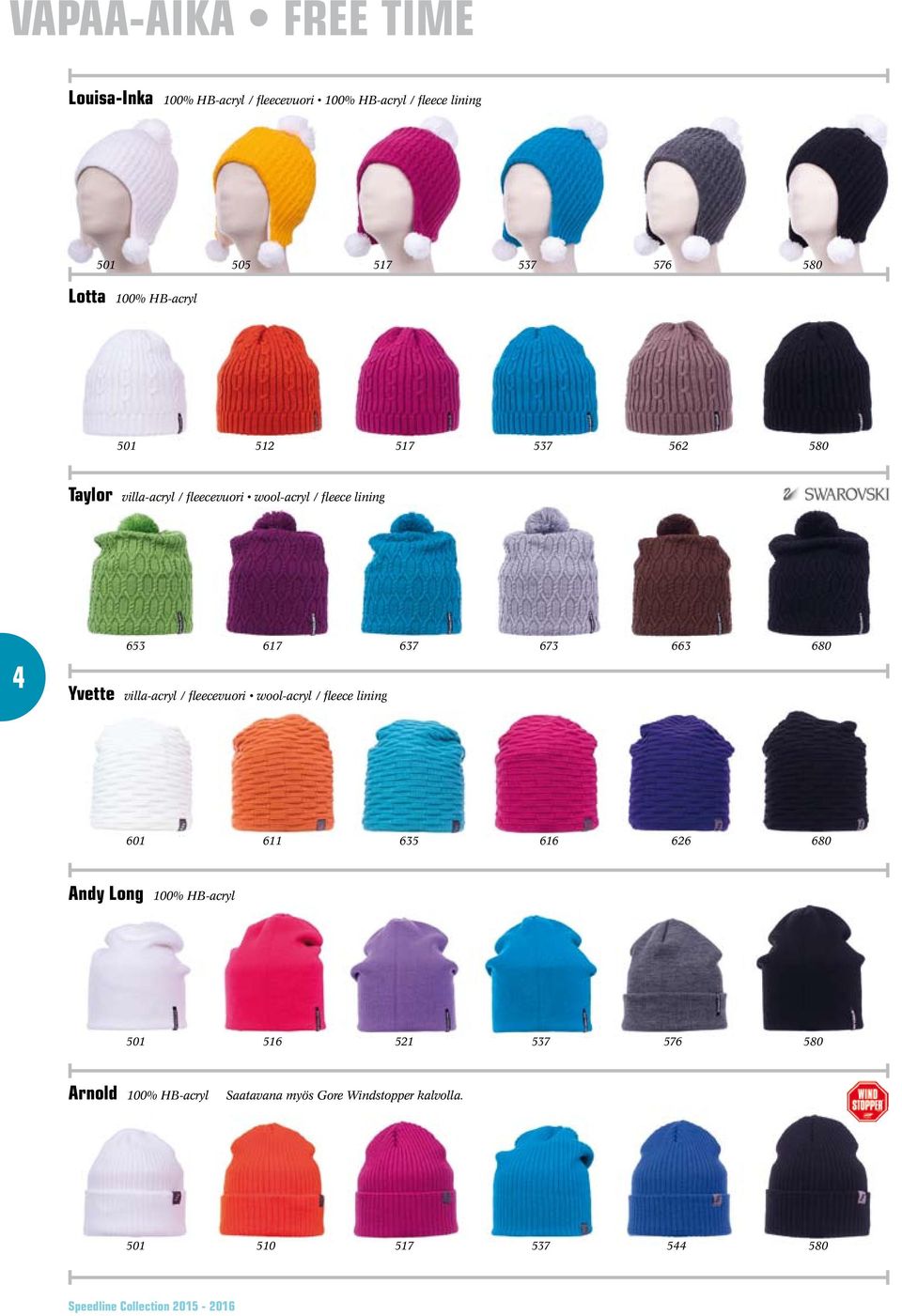 637 673 663 680 Yvette villa-acryl / fleecevuori wool-acryl / fleece lining 601 611 635 616 626 680 Andy Long
