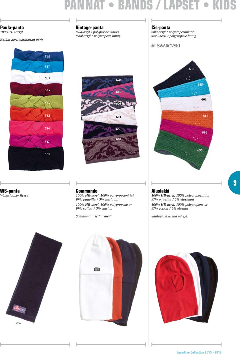 501 533 553 678 619 676 635 601 512 601 611 516 517 680 662 616 655 WS-panta Windstopper fleece Commando 100% HB-acryl, 100% polypropeeni tai 97% puuvilla / 3%
