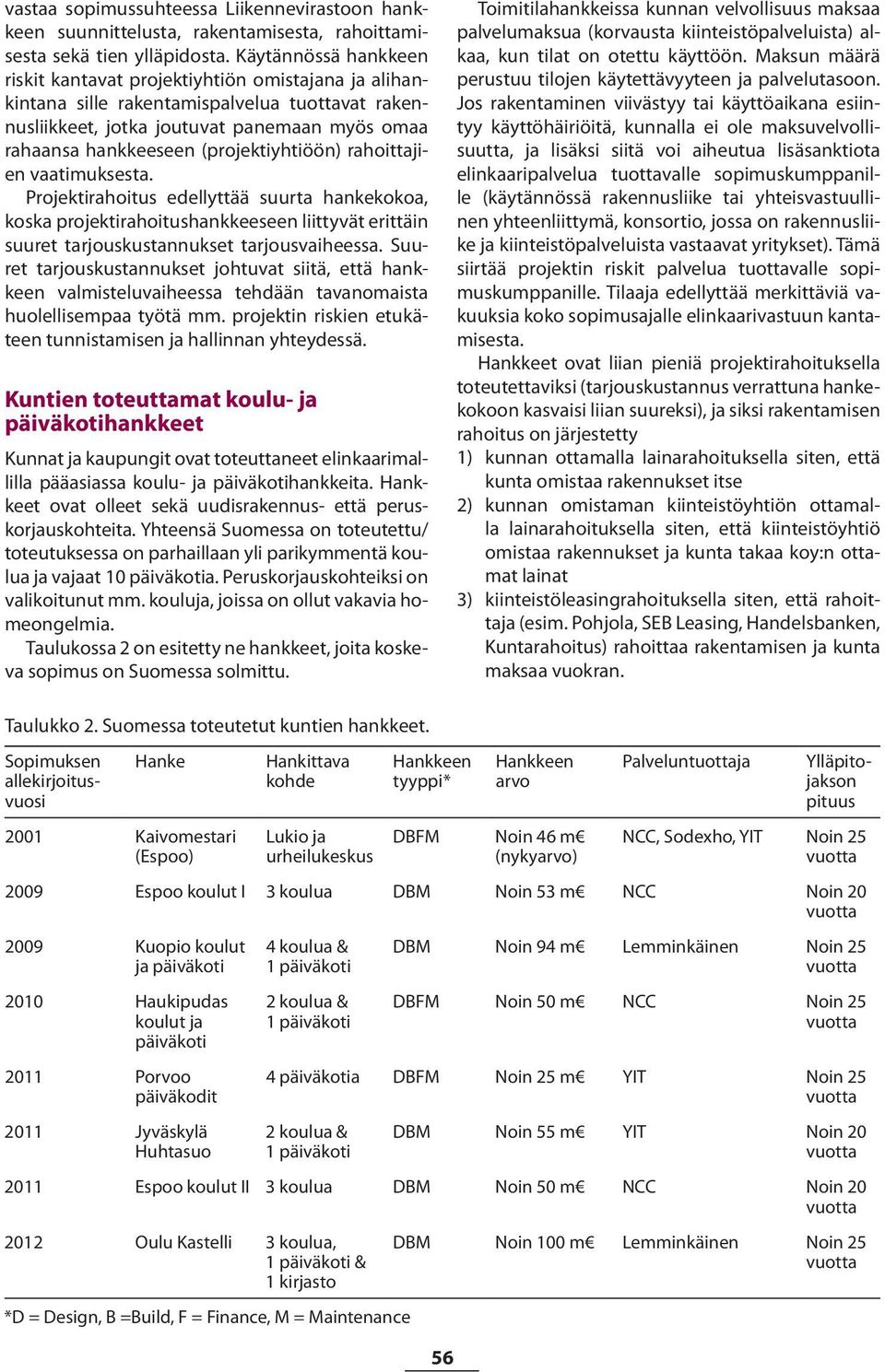 (projektiyhtiöön) rahoittajien vaatimuksesta. Projektirahoitus edellyttää suurta hankekokoa, koska projektirahoitushankkeeseen liittyvät erittäin suuret tarjouskustannukset tarjousvaiheessa.