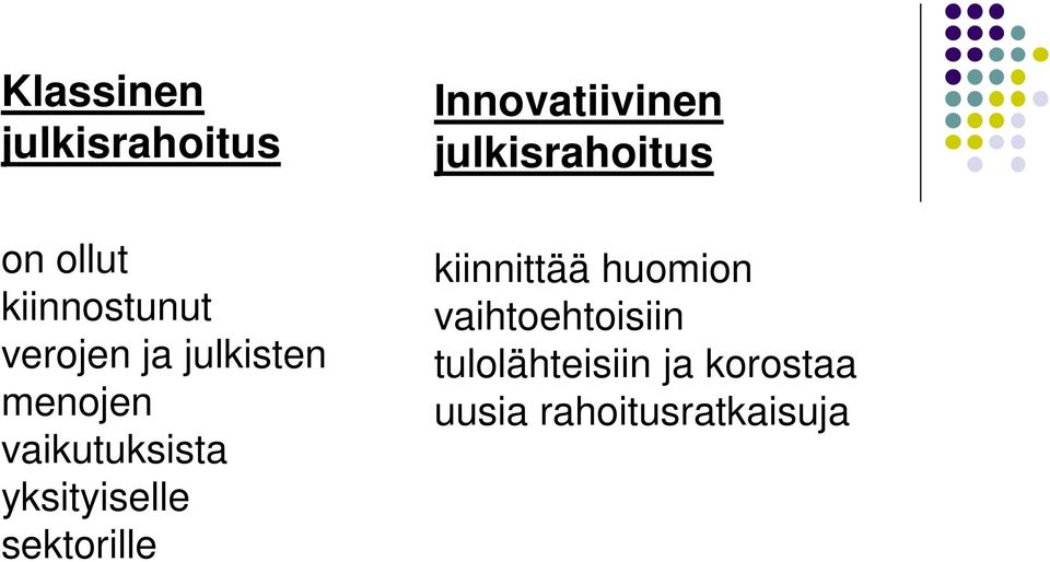 Innovatiivinen julkisrahoitus kiinnittää huomion