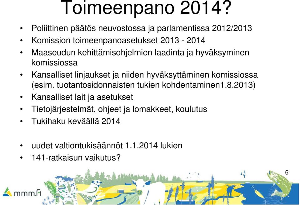 kehittämisohjelmien laadinta ja hyväksyminen komissiossa Kansalliset linjaukset ja niiden hyväksyttäminen komissiossa