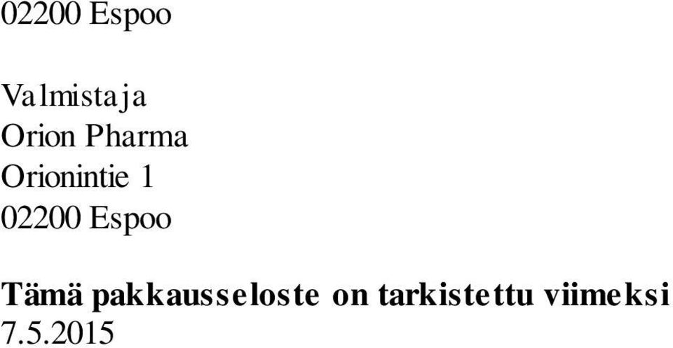 Espoo Tämä pakkausseloste on