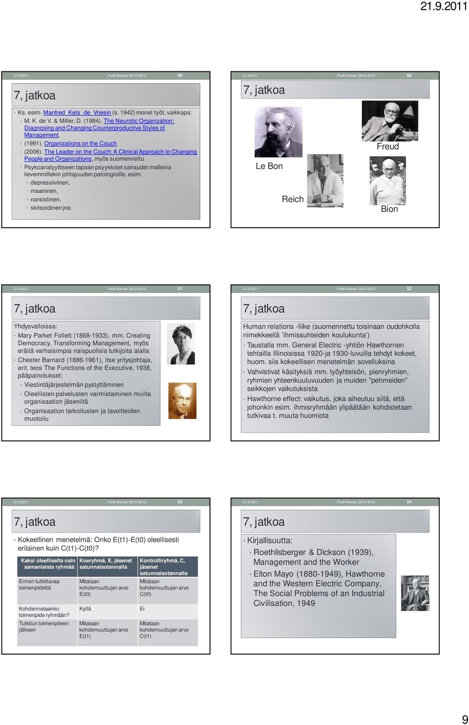 The Leader on the Couch: A ClinicalApproach to Changing People and Organizations, myös suomennettu Psykoanalyyttiseen tapaan psyykkiset sairaudet malleina lievemmillekin johtajuuden patologioille,