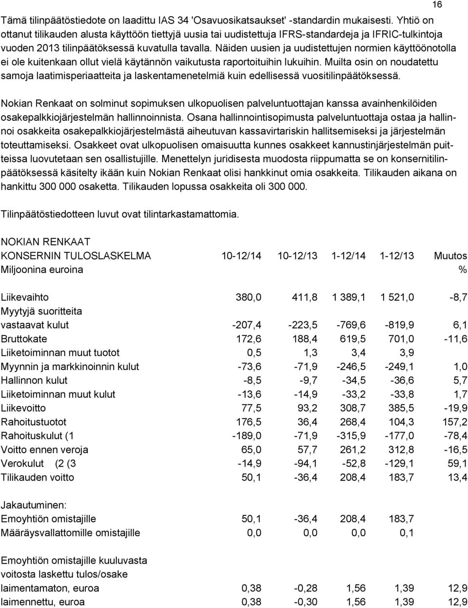 Näiden uusien ja uudistettujen normien käyttöönotolla ei ole kuitenkaan ollut vielä käytännön vaikutusta raportoituihin lukuihin.