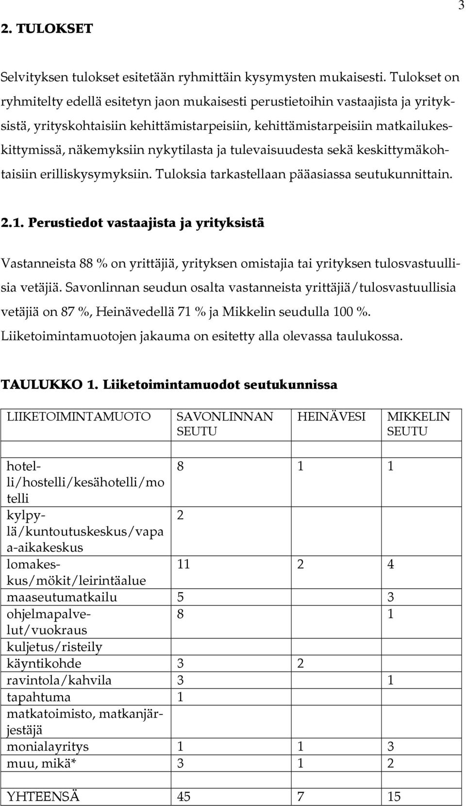 nykytilasta ja tulevaisuudesta sekä keskittymäkohtaisiin erilliskysymyksiin. Tuloksia tarkastellaan pääasiassa seutukunnittain.