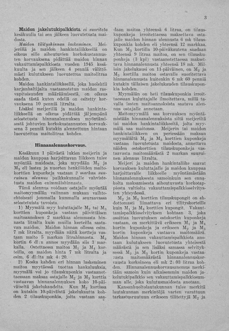 maitolitraa kohden.