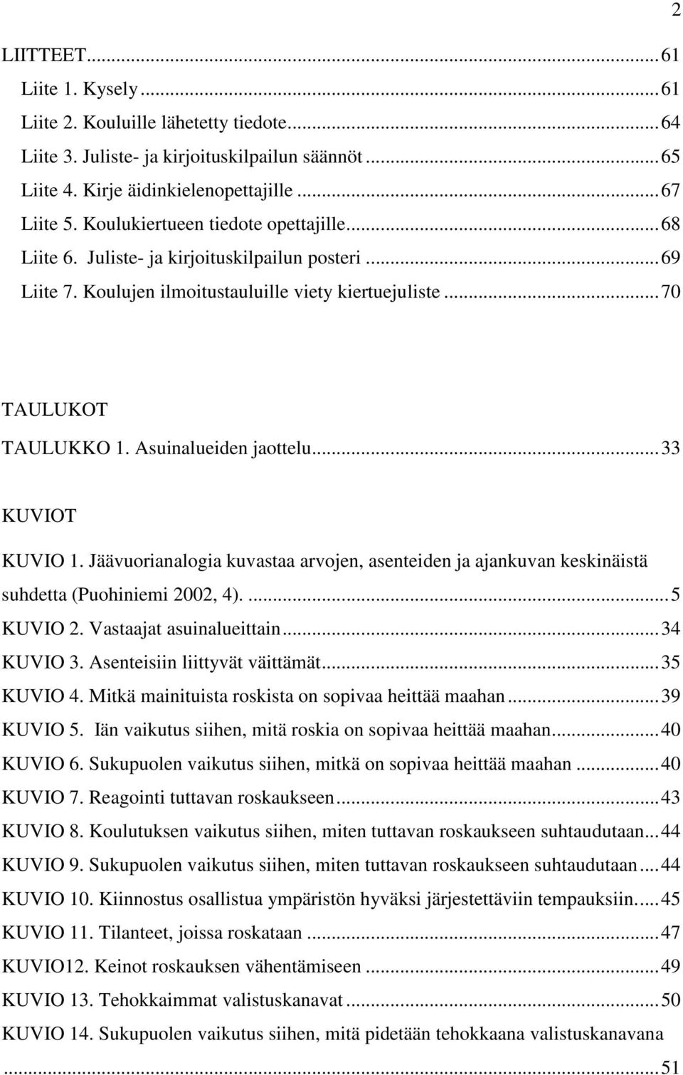 Asuinalueiden jaottelu... 33 KUVIOT KUVIO 1. Jäävuorianalogia kuvastaa arvojen, asenteiden ja ajankuvan keskinäistä suhdetta (Puohiniemi 2002, 4).... 5 KUVIO 2. Vastaajat asuinalueittain... 34 KUVIO 3.