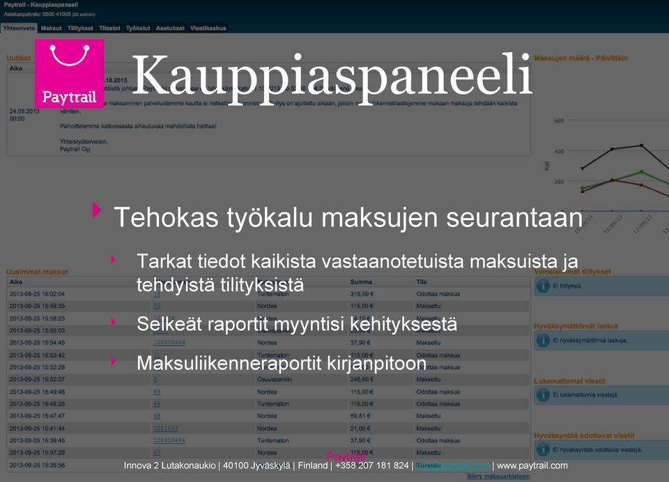 maksuista ja tehdyistä tilityksistä Selkeät