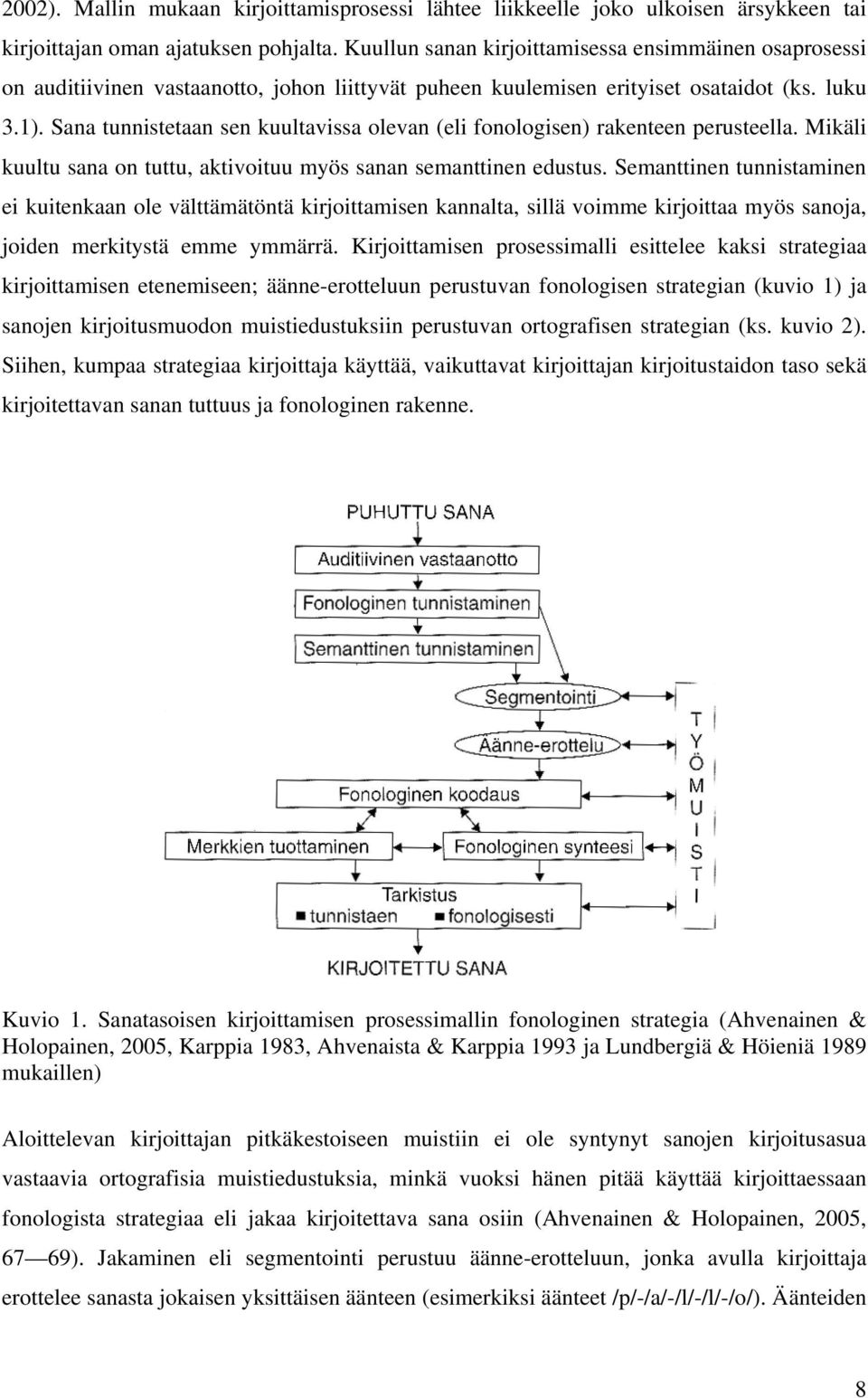 Sana tunnistetaan sen kuultavissa olevan (eli fonologisen) rakenteen perusteella. Mikäli kuultu sana on tuttu, aktivoituu myös sanan semanttinen edustus.