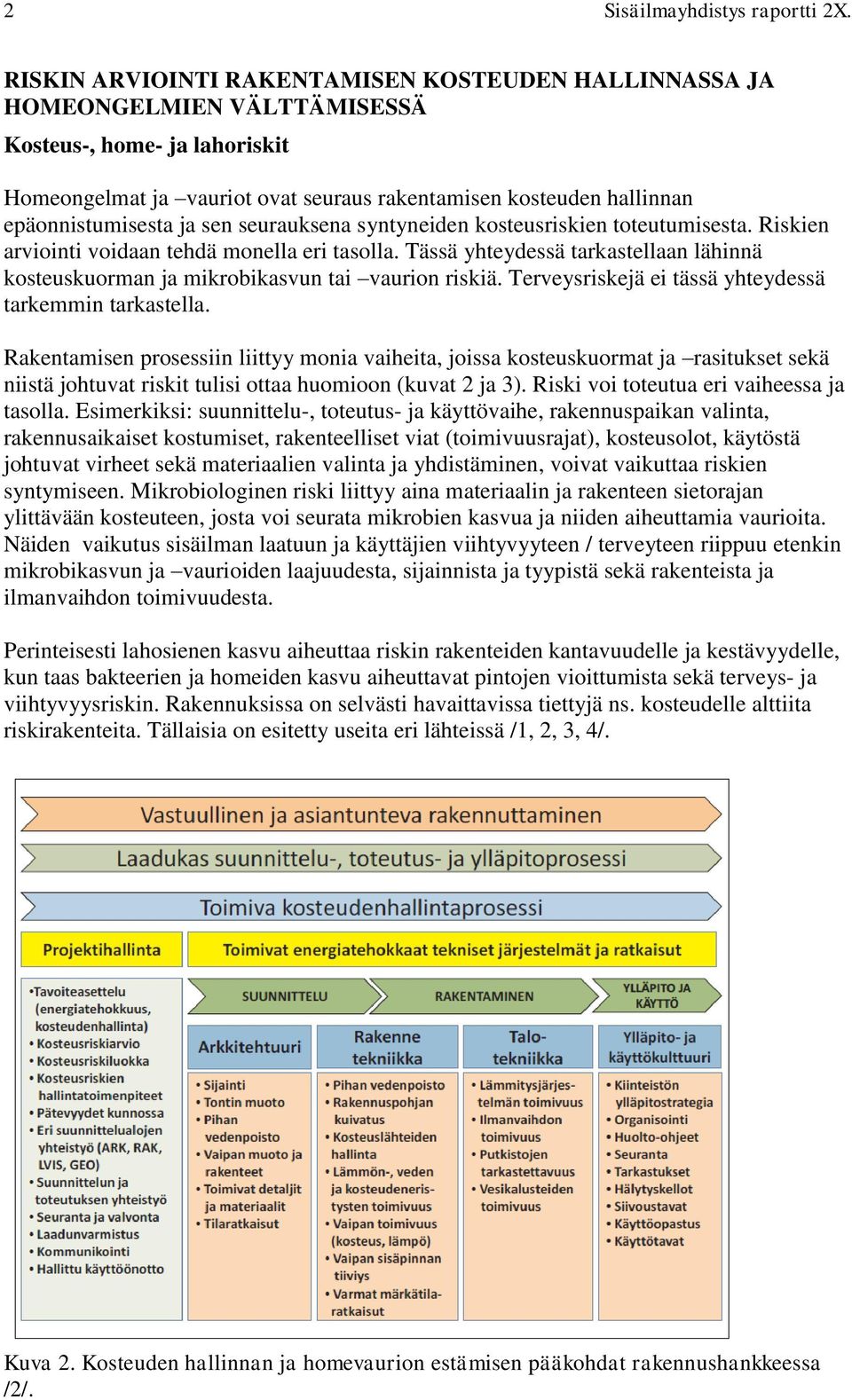 epäonnistumisesta ja sen seurauksena syntyneiden kosteusriskien toteutumisesta. Riskien arviointi voidaan tehdä monella eri tasolla.