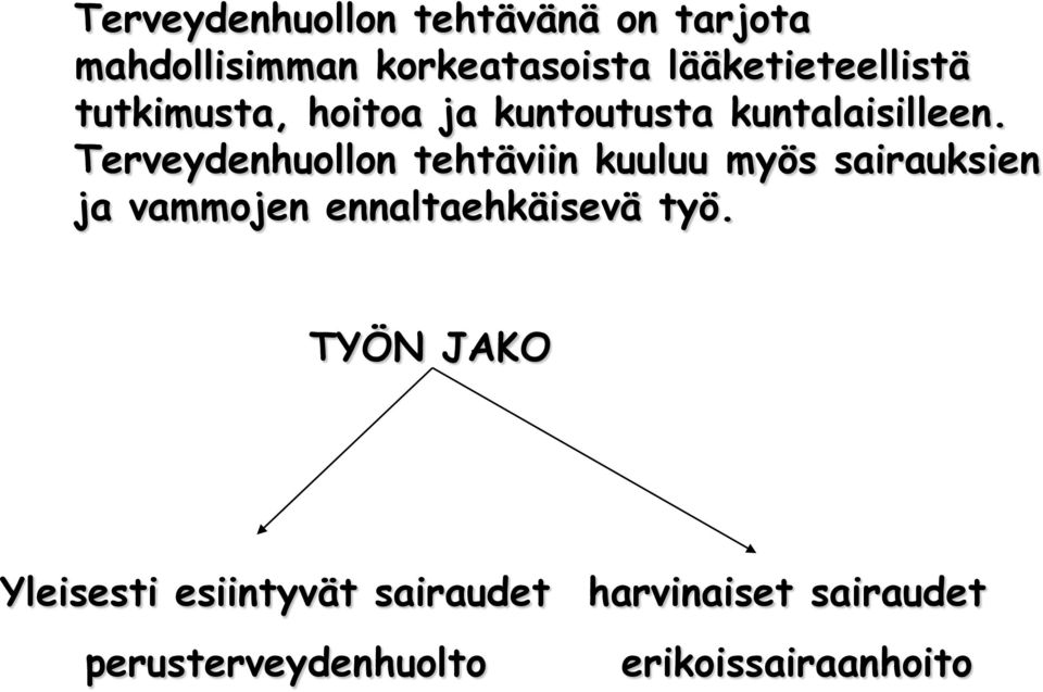 Terveydenhuollon tehtäviin kuuluu myös sairauksien ja vammojen ennaltaehkäisevä