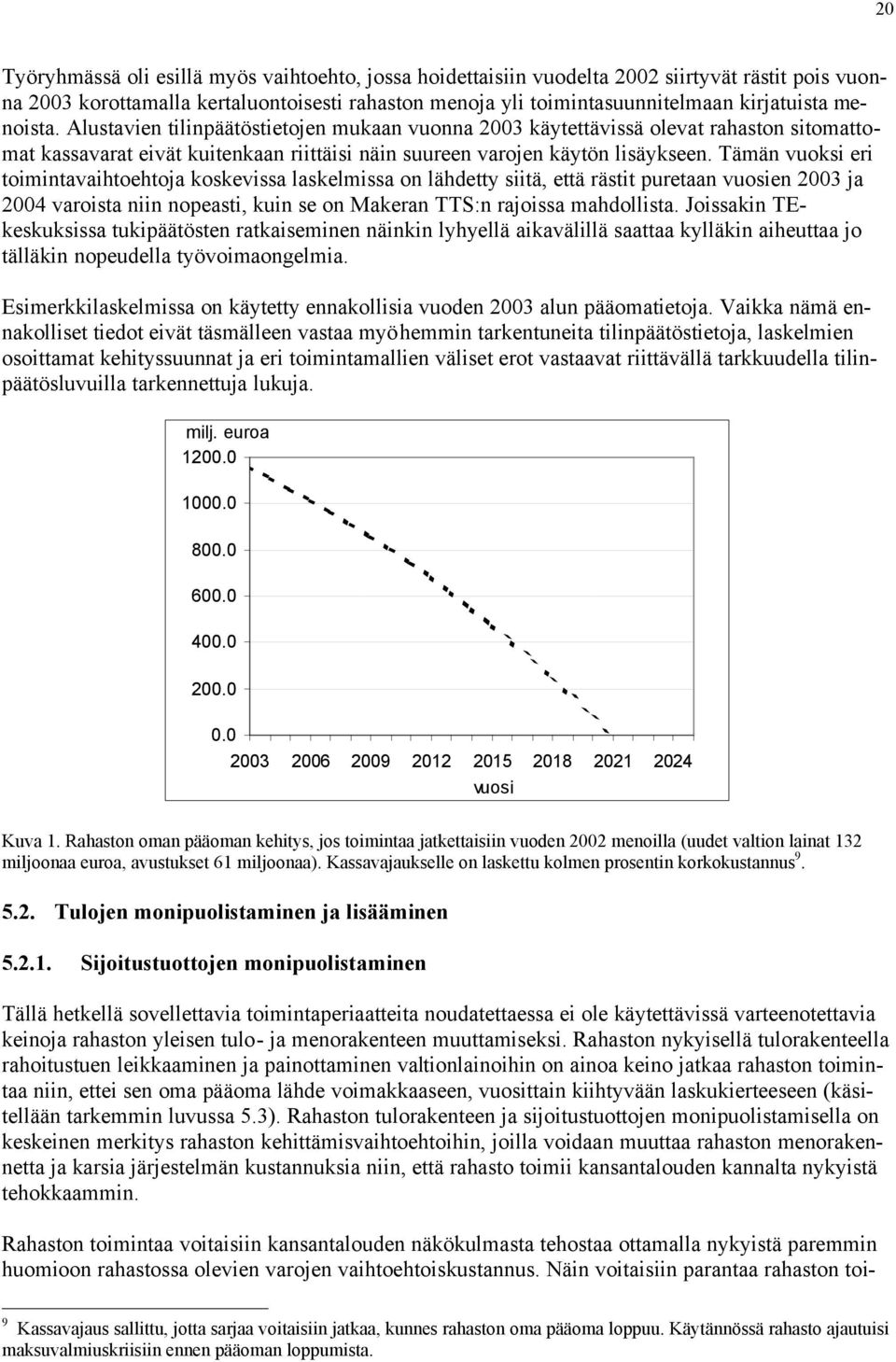 Tämän vuoksi eri toimintavaihtoehtoja koskevissa laskelmissa on lähdetty siitä, että rästit puretaan vuosien 2003 ja 2004 varoista niin nopeasti, kuin se on Makeran TTS:n rajoissa mahdollista.