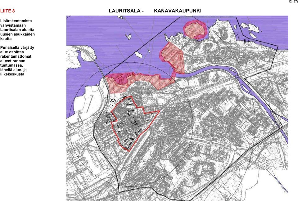 asukkaiden kautta Punaisella värjätty alue osoittaa