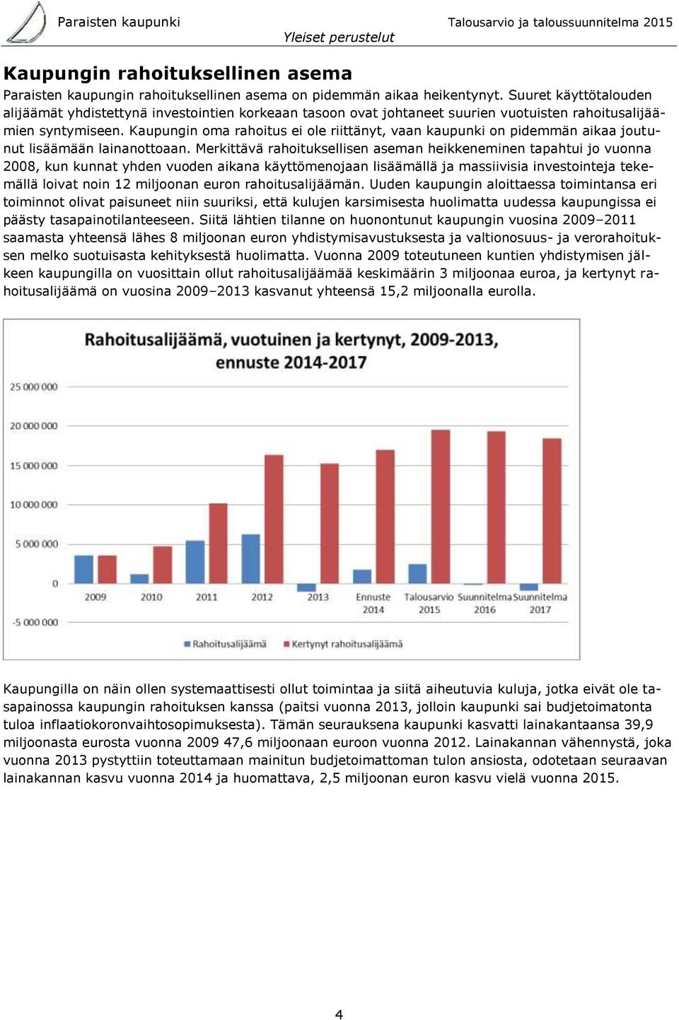 Kaupungin oma rahoitus ei ole riittänyt, vaan kaupunki on pidemmän aikaa joutunut lisäämään lainanottoaan.