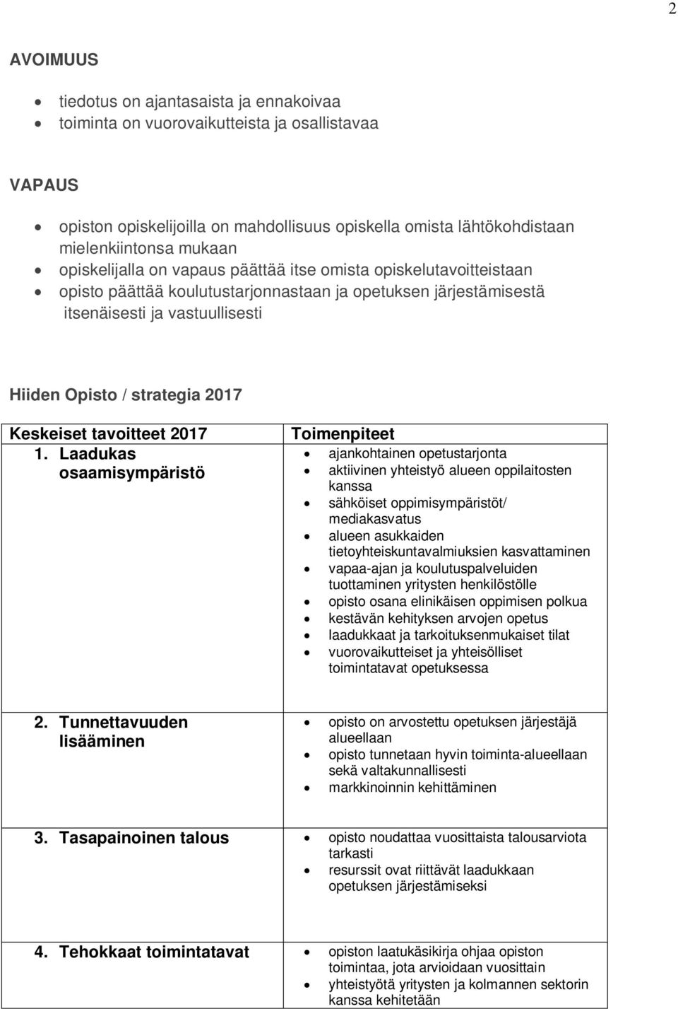 Keskeiset tavoitteet 2017 1.