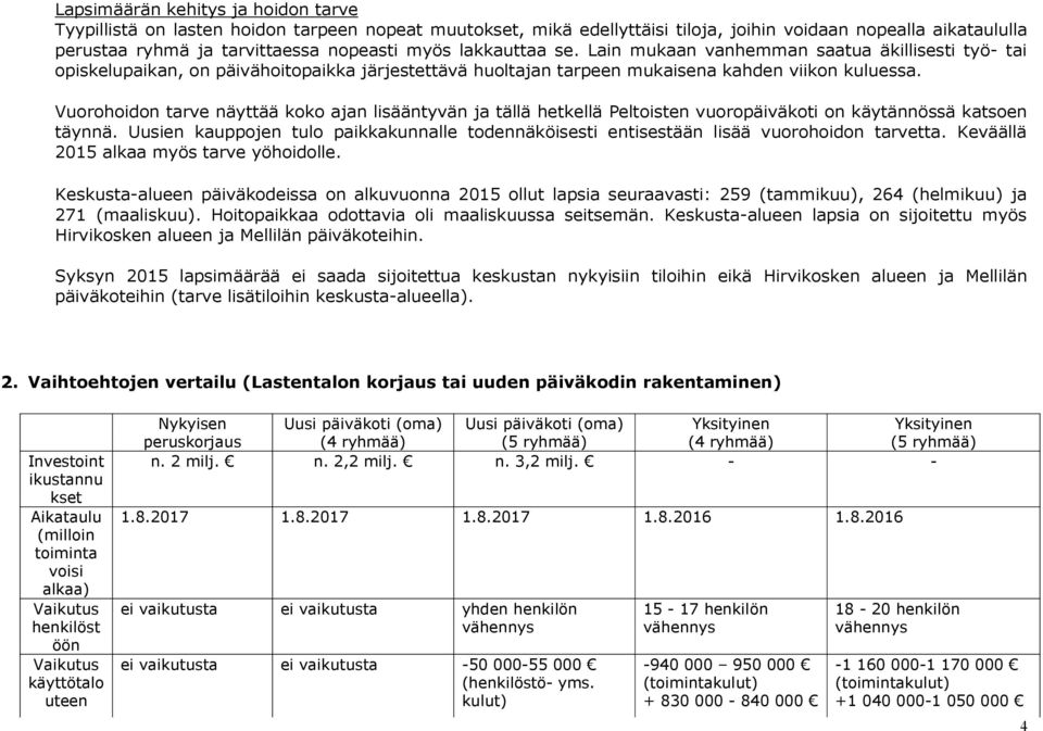 Vuorohoidon tarve näyttää koko ajan lisääntyvän ja tällä hetkellä Peltoisten vuoropäiväkoti on käytännössä katsoen täynnä.