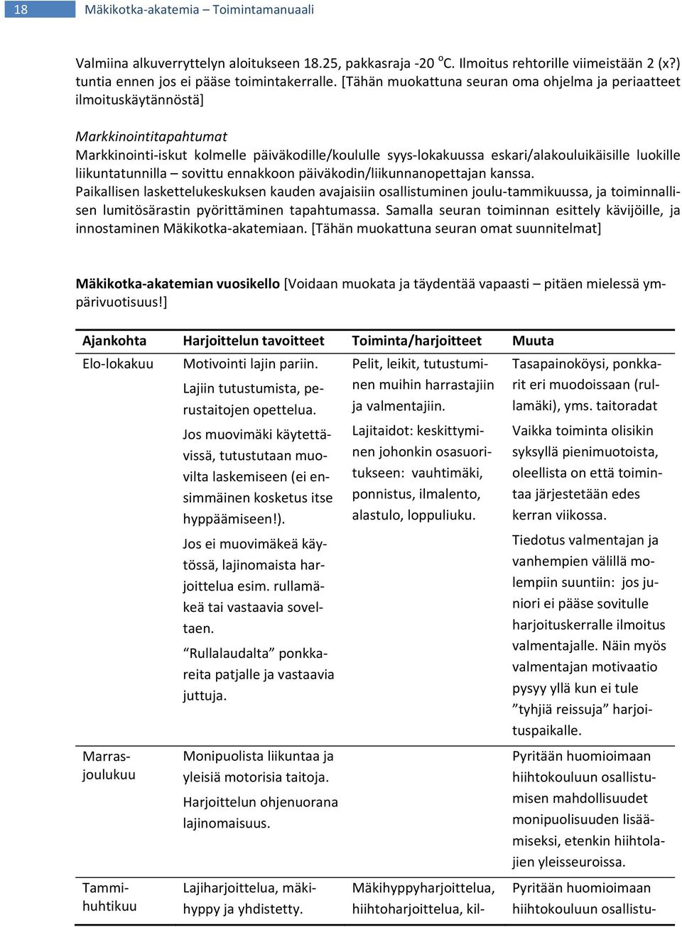 liikuntatunnilla sovittu ennakkoon päiväkodin/liikunnanopettajan kanssa.