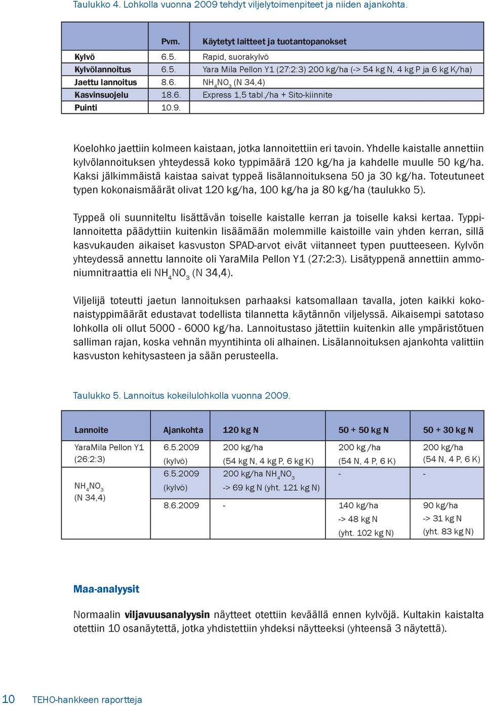 /ha + Sito-kiinnite Puinti 10.9. Koelohko jaettiin kolmeen kaistaan, jotka lannoitettiin eri tavoin.