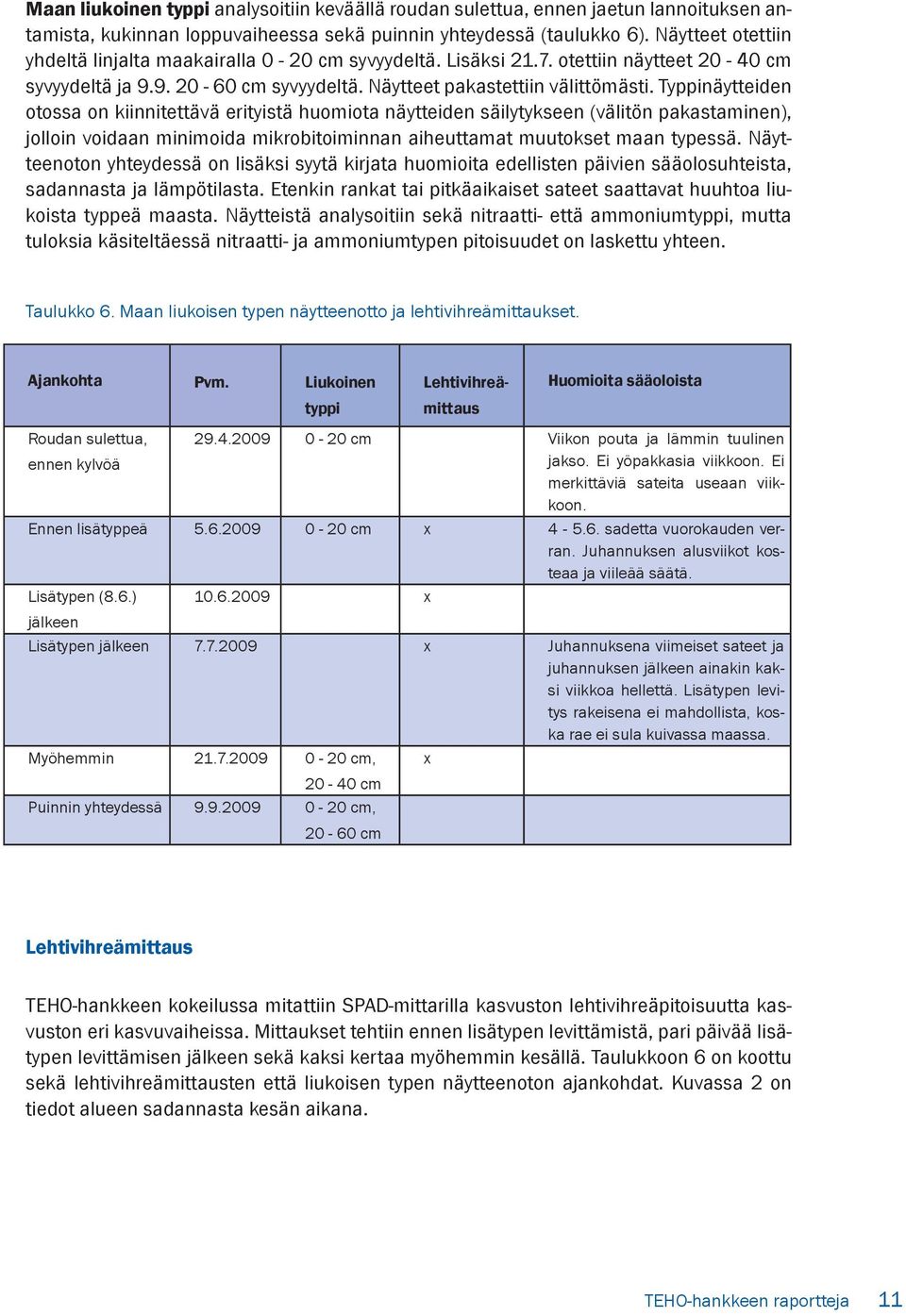 Typpinäytteiden otossa on kiinnitettävä erityistä huomiota näytteiden säilytykseen (välitön pakastaminen), jolloin voidaan minimoida mikrobitoiminnan aiheuttamat muutokset maan typessä.