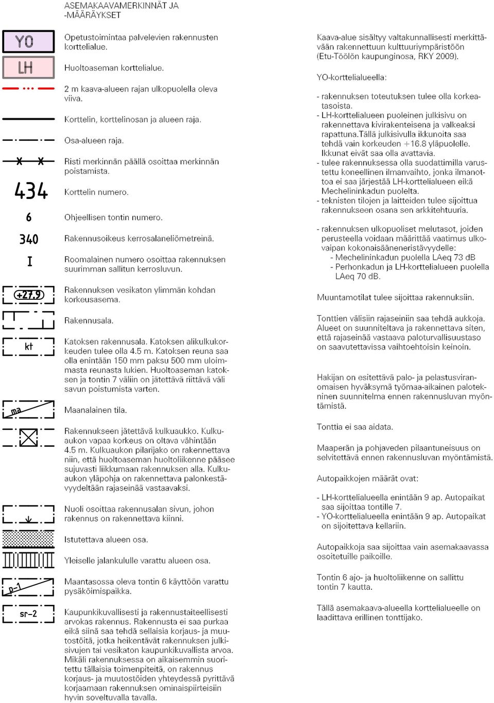 Roomalainen numero osoittaa rakennuksen suurimman sallitun kerrosluvun. Rakennuksen vesikaton ylimm n kohdan korkeusasema.