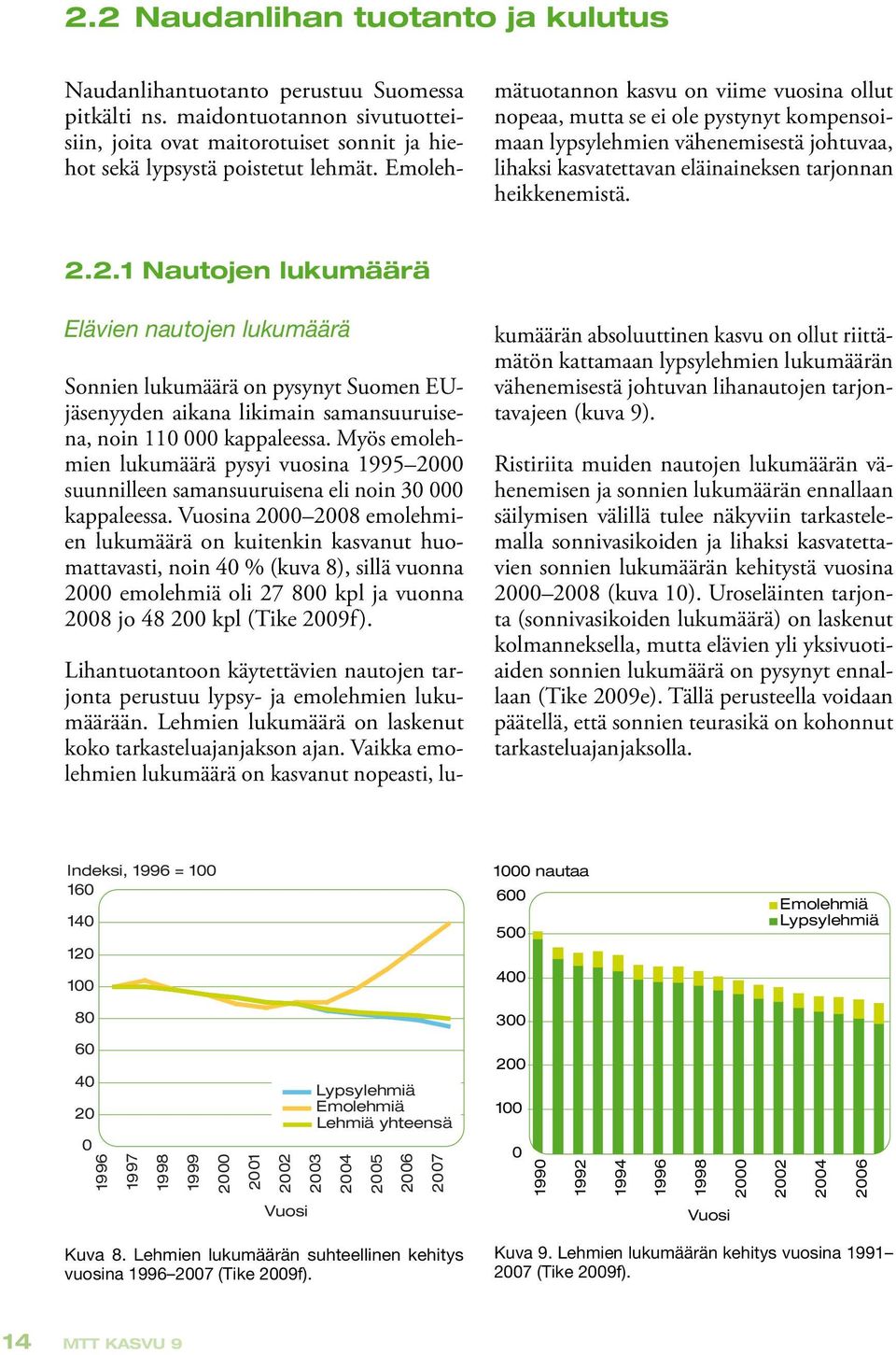 Emoleh- mätuotannon kasvu on viime vuosina ollut nopeaa, mutta se ei ole pystynyt kompensoimaan lypsylehmien vähenemisestä johtuvaa, lihaksi kasvatettavan eläinaineksen tarjonnan heikkenemistä. 2.