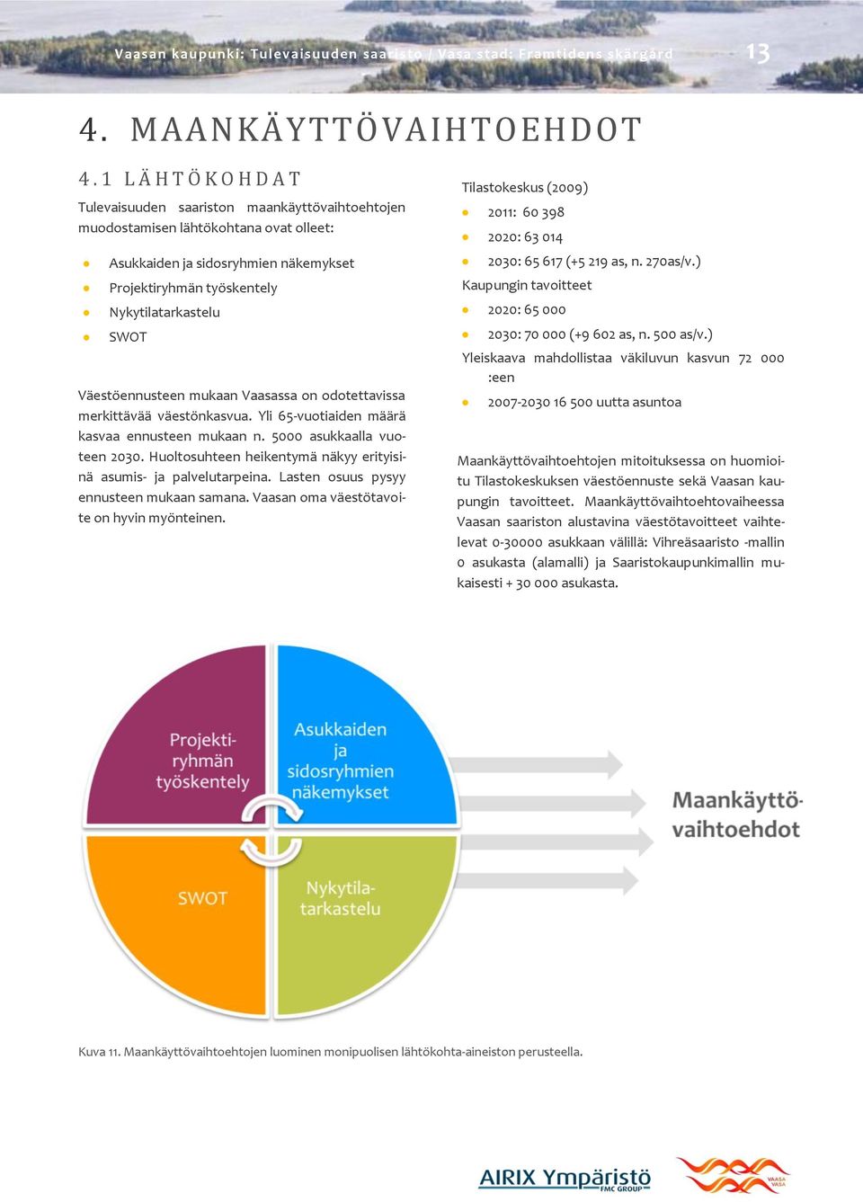 SWOT Väestöennusteen mukaan Vaasassa on odotettavissa merkittävää väestönkasvua. Yli 65-vuotiaiden määrä kasvaa ennusteen mukaan n. 5000 asukkaalla vuoteen 2030.
