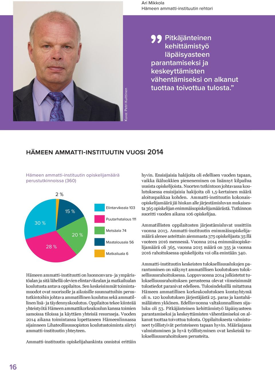 Matkailuala 6 Hämeen ammatti-instituutti on luonnonvara- ja ympäristöalan ja sitä lähellä olevien elintarvikealan ja matkailualan koulutusta antava oppilaitos.