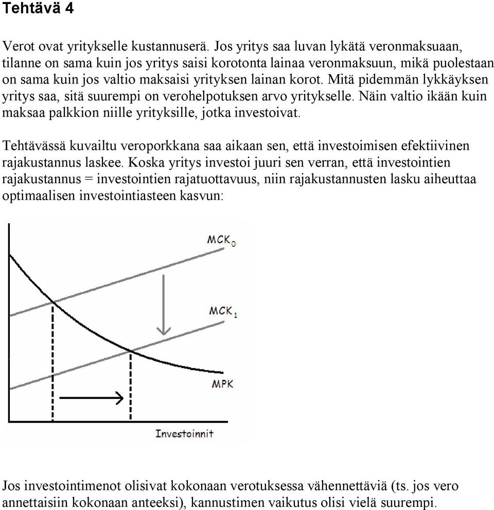 Mitä pidemmän lykkäyksen yritys saa, sitä suurempi on verohelpotuksen arvo yritykselle. Näin valtio ikään kuin maksaa palkkion niille yrityksille, jotka investoivat.