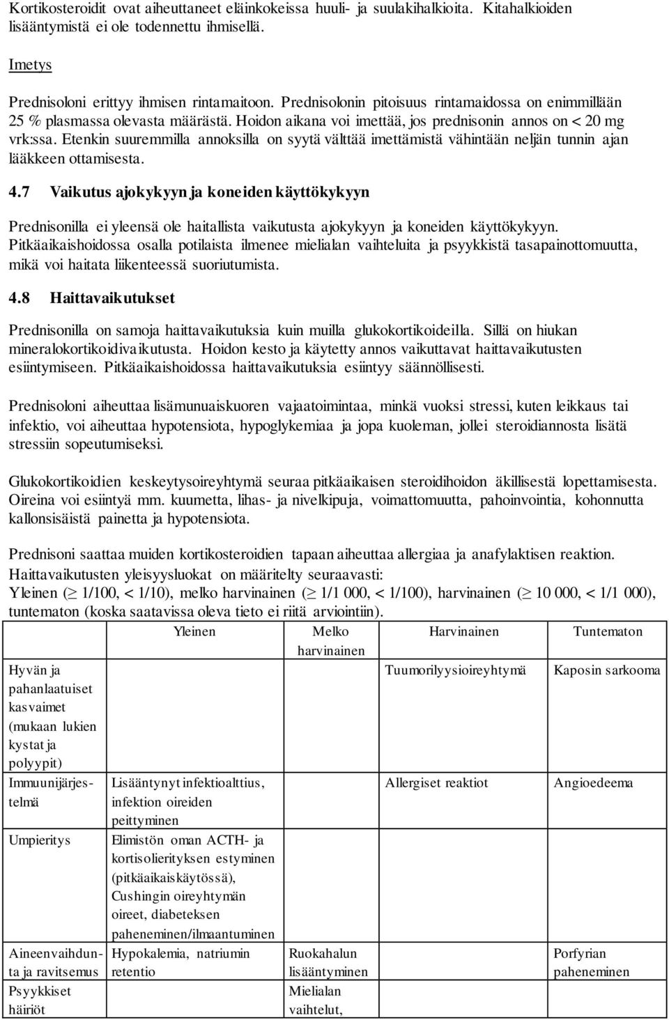 Etenkin suuremmilla annoksilla on syytä välttää imettämistä vähintään neljän tunnin ajan lääkkeen ottamisesta. 4.