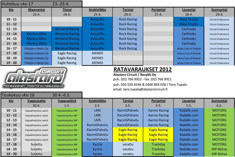 Racing Carfreaks Circuit Endurance 13-14 Markus Alkio Westend Racing Aviscollis Rock Racing Carfreaks Circuit Endurance 14-15 Markus Alkio Westend Racing Aviscollis Rock Racing Carfreaks Circuit