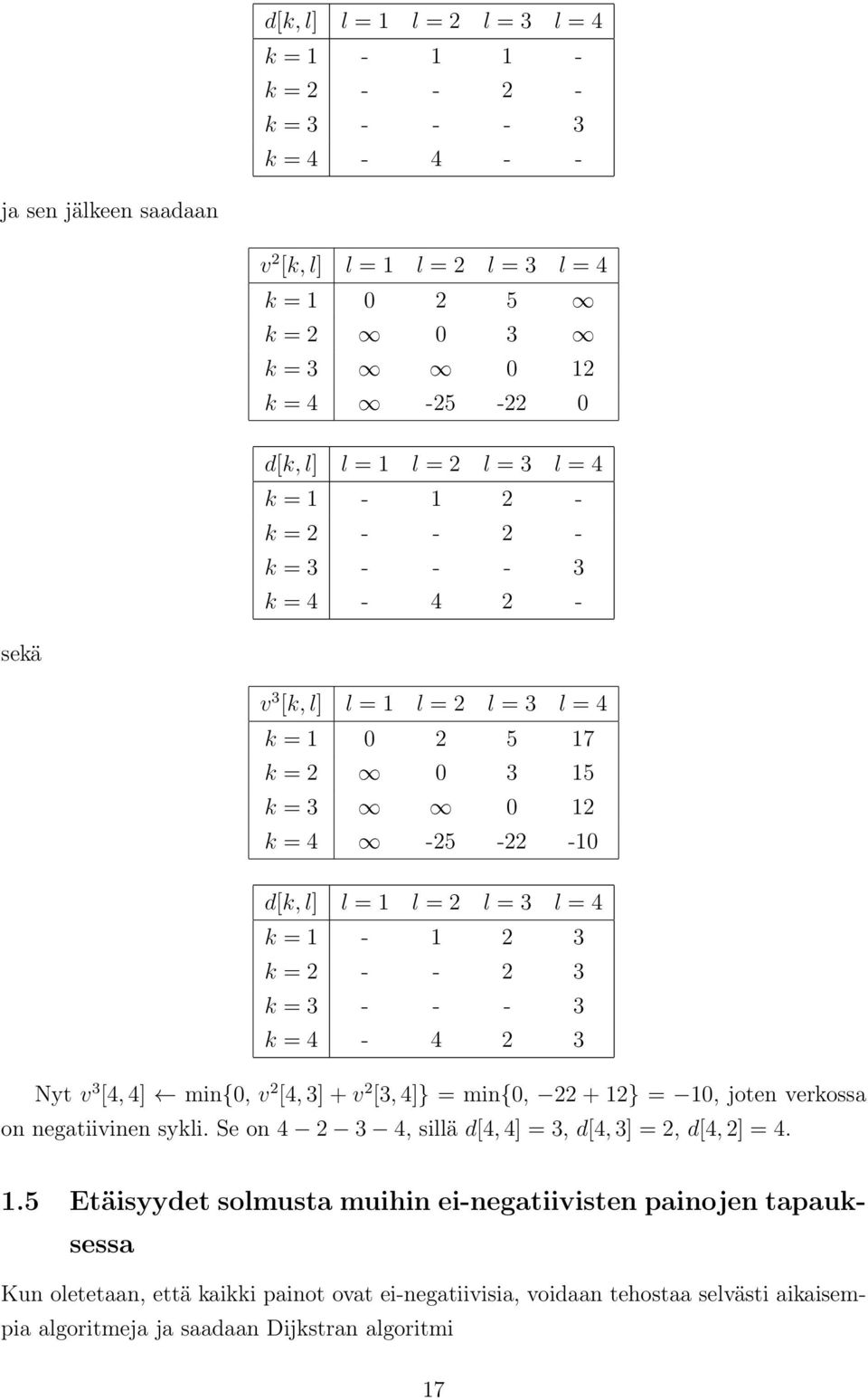 - - k = 4-4 2 Nyt v [4, 4] min{, v 2 [4, ] + v 2 [, 4]} = min{, 22 + 12