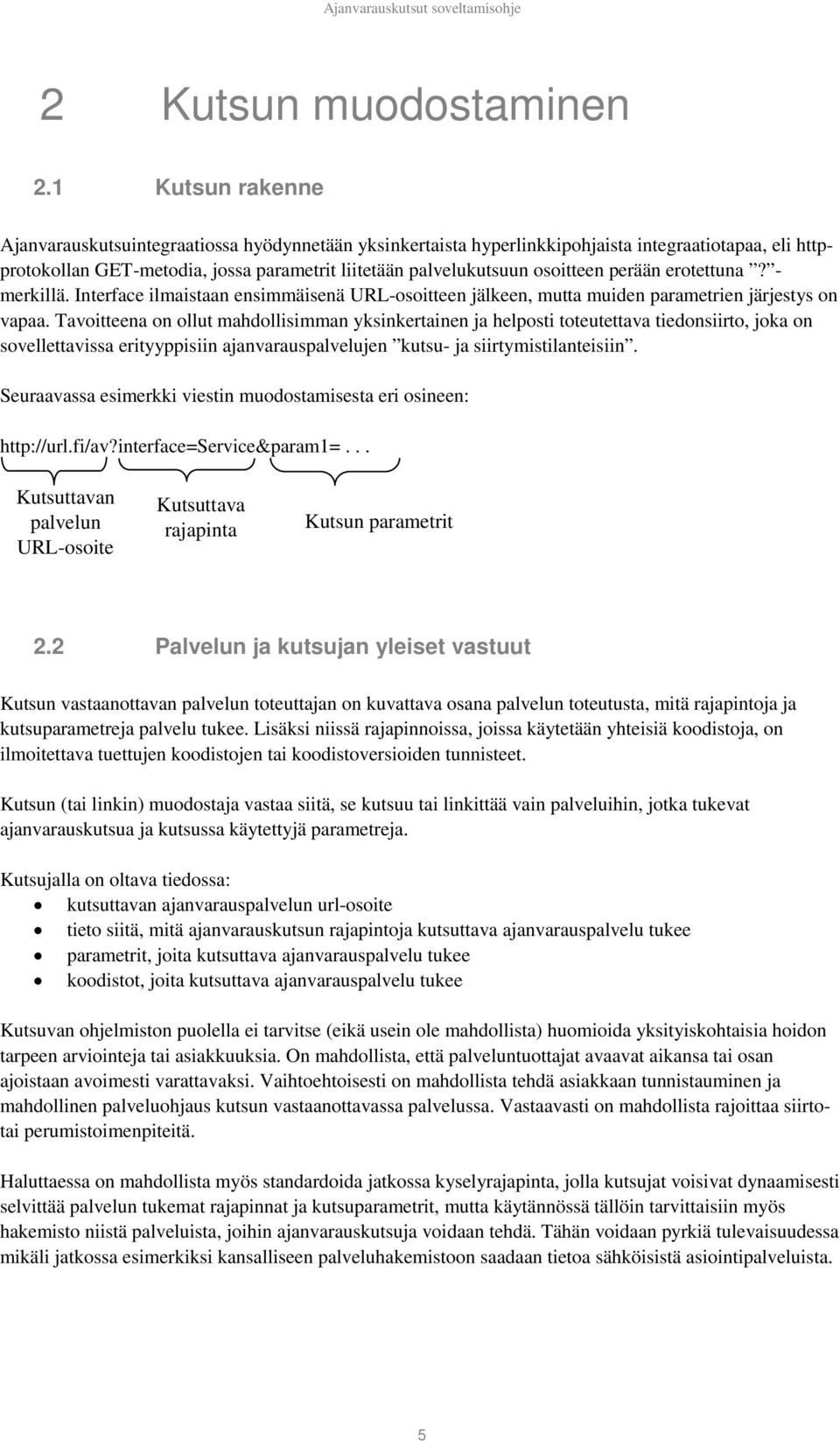 perään erotettuna? - merkillä. Interface ilmaistaan ensimmäisenä URL-osoitteen jälkeen, mutta muiden parametrien järjestys on vapaa.