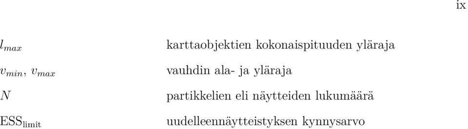 vauhdin ala- ja yläraja partikkelien eli