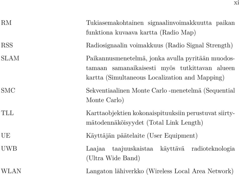 Sekventiaalinen Monte Carlo -menetelmä (Sequential Monte Carlo) Karttaobjektien kokonaispituuksiin perustuvat siirtymätodennäköisyydet (Total Link Length)
