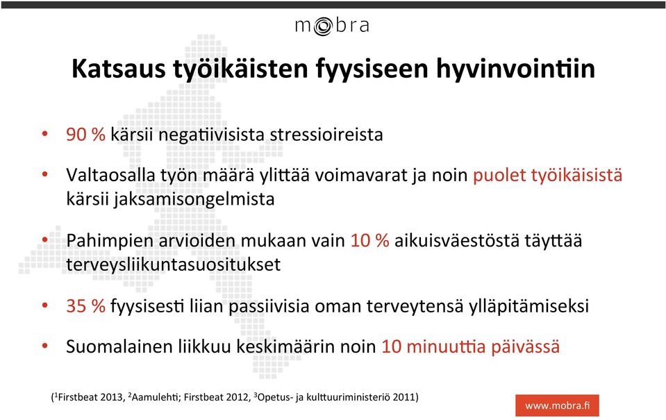 täybää terveysliikuntasuositukset 35 % fyysisese liian passiivisia oman terveytensä ylläpitämiseksi Suomalainen