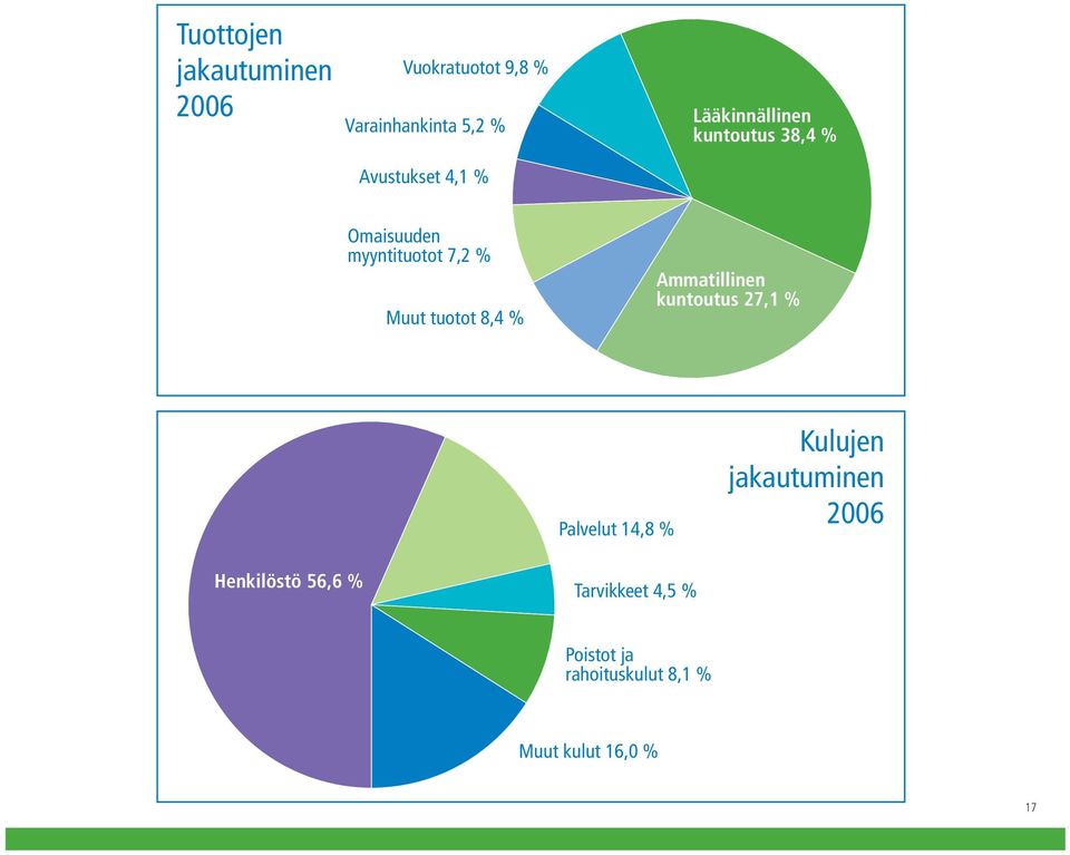 8,4 % Ammatillinen kuntoutus 27,1 % Palvelut 14,8 % Kulujen jakautuminen 2006