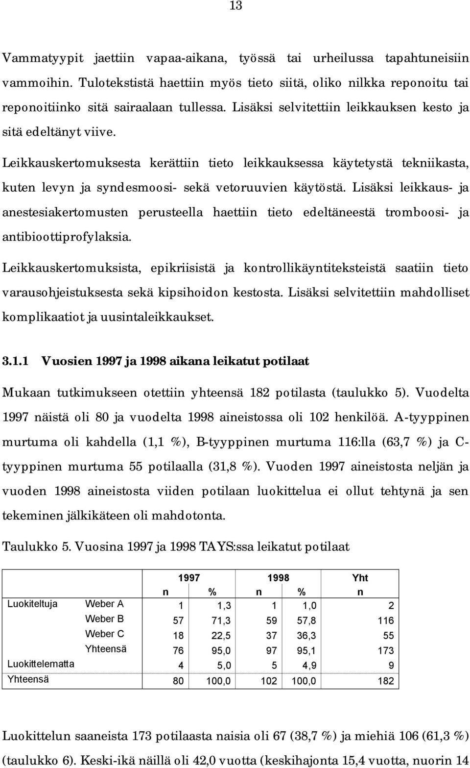 Lisäksi leikkaus- ja anestesiakertomusten perusteella haettiin tieto edeltäneestä tromboosi- ja antibioottiprofylaksia.