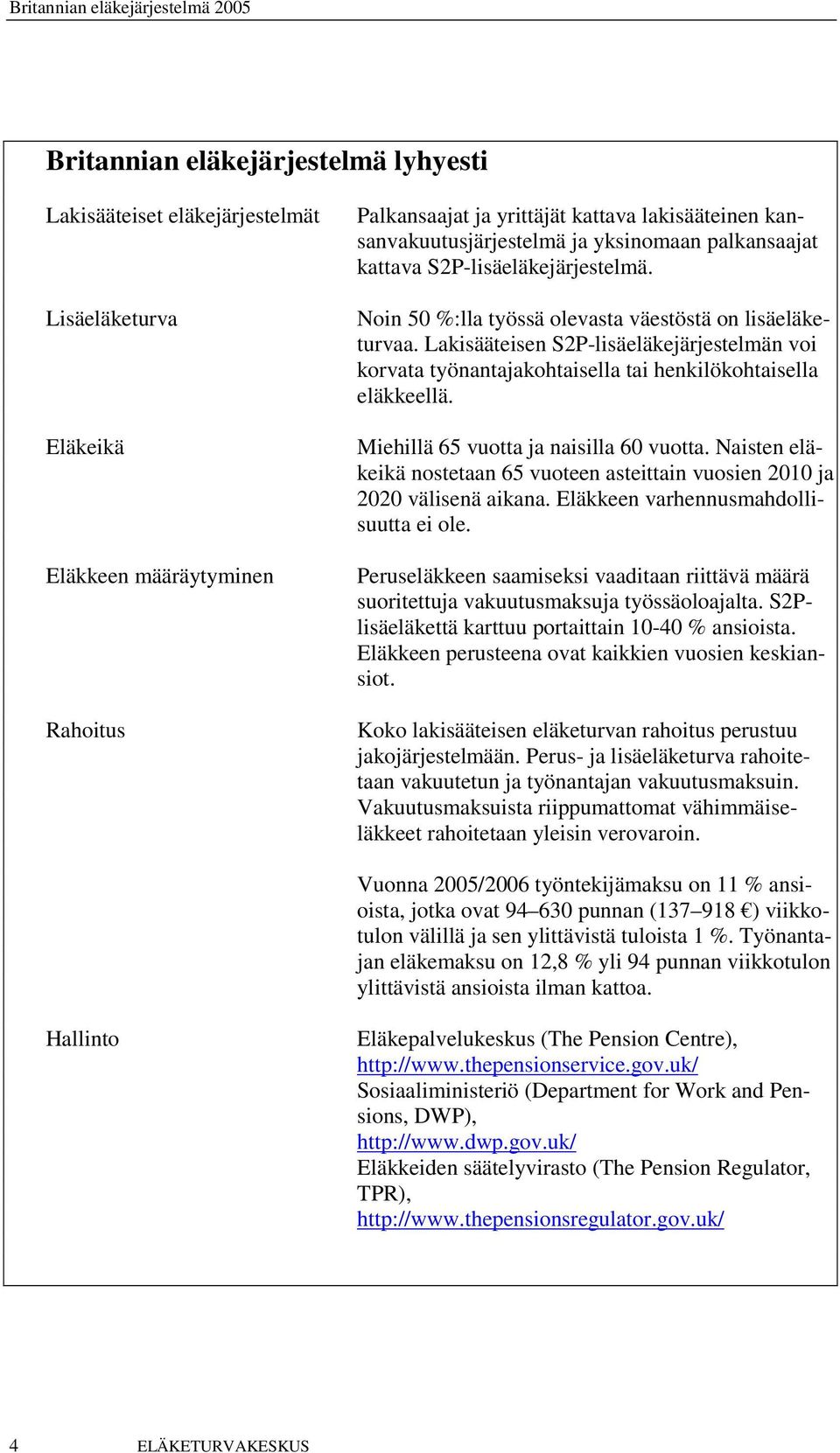 Lakisääteisen S2P-lisäeläkejärjestelmän voi korvata työnantajakohtaisella tai henkilökohtaisella eläkkeellä. Miehillä 65 vuotta ja naisilla 60 vuotta.