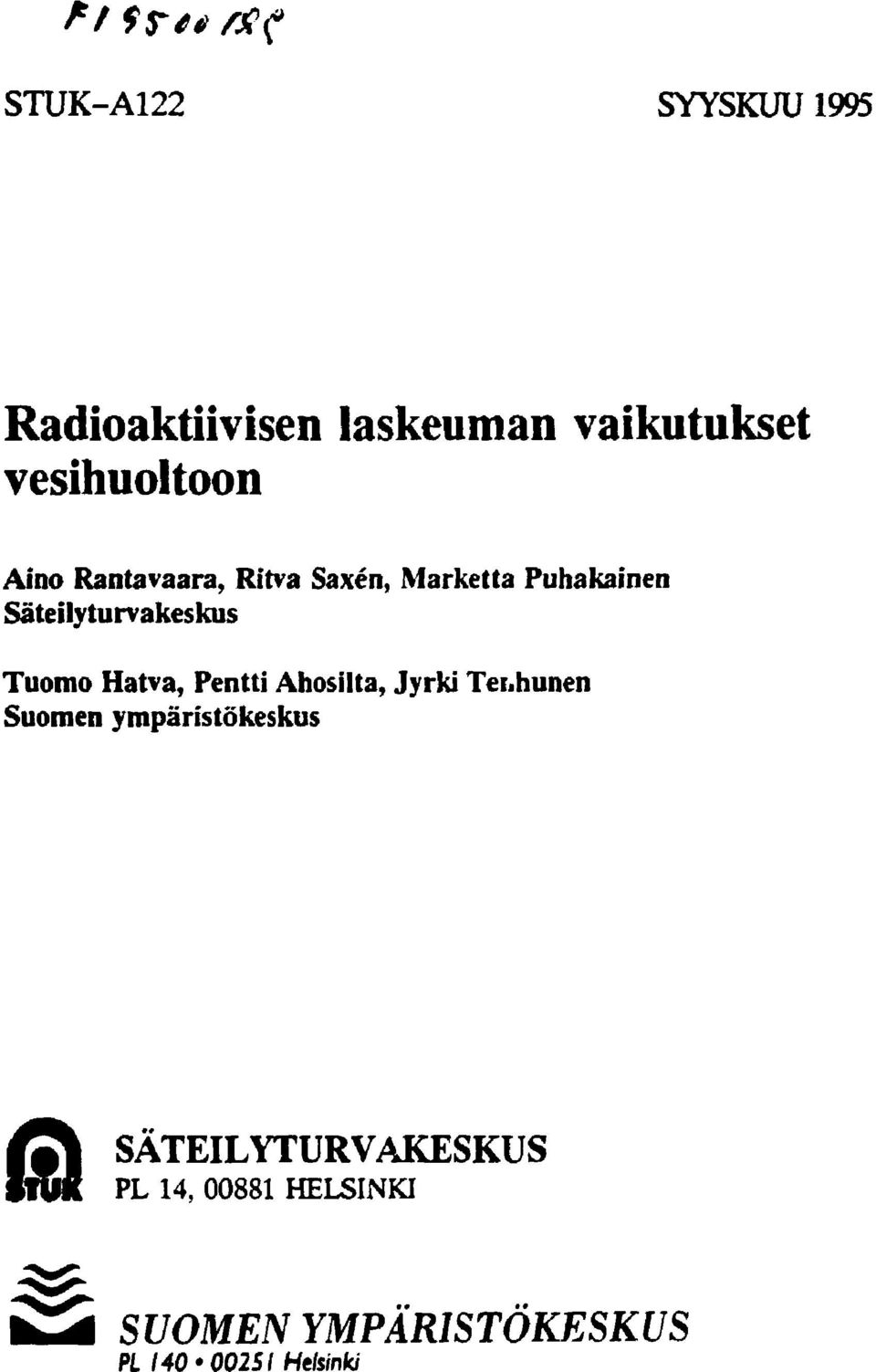 Hatva, Pentti Ahosilta, Jyrki Tenhunen Suomen ympäristökeskus O