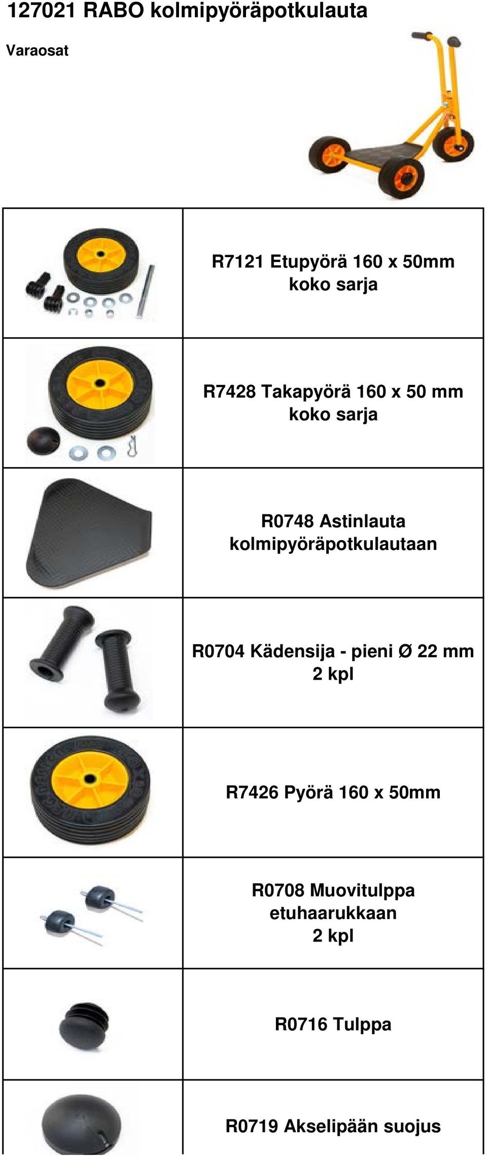 kolmipyöräpotkulautaan R0704 Kädensija - pieni Ø 22 mm