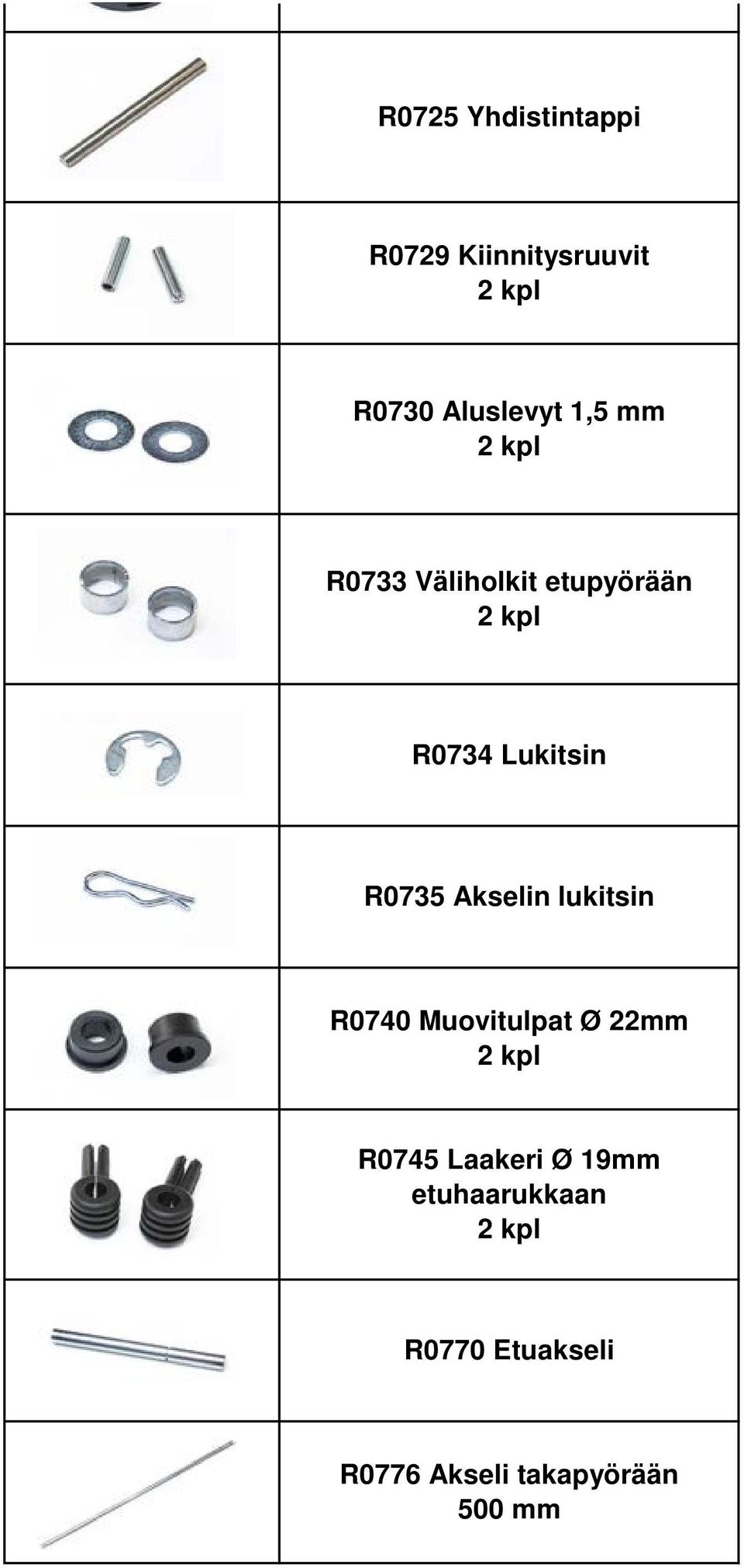 Lukitsin R0740 Muovitulpat Ø 22mm R0745 Laakeri Ø