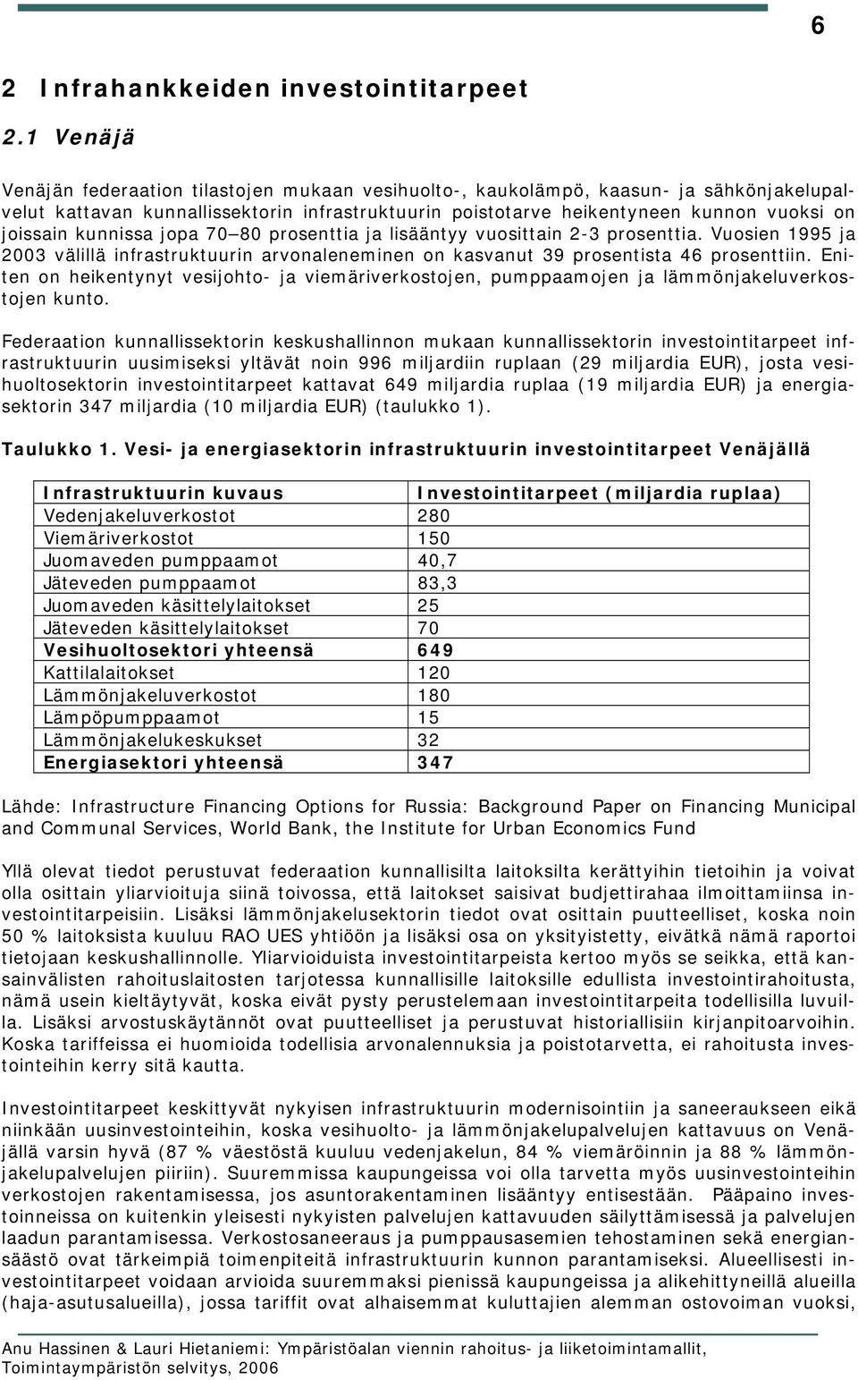 kunnissa jopa 70 80 prosenttia ja lisääntyy vuosittain 2-3 prosenttia. Vuosien 1995 ja 2003 välillä infrastruktuurin arvonaleneminen on kasvanut 39 prosentista 46 prosenttiin.