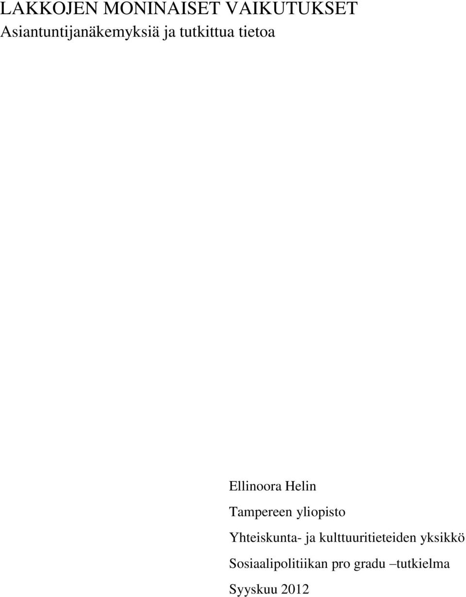 Ellinoora Helin Tampereen yliopisto Yhteiskunta- ja