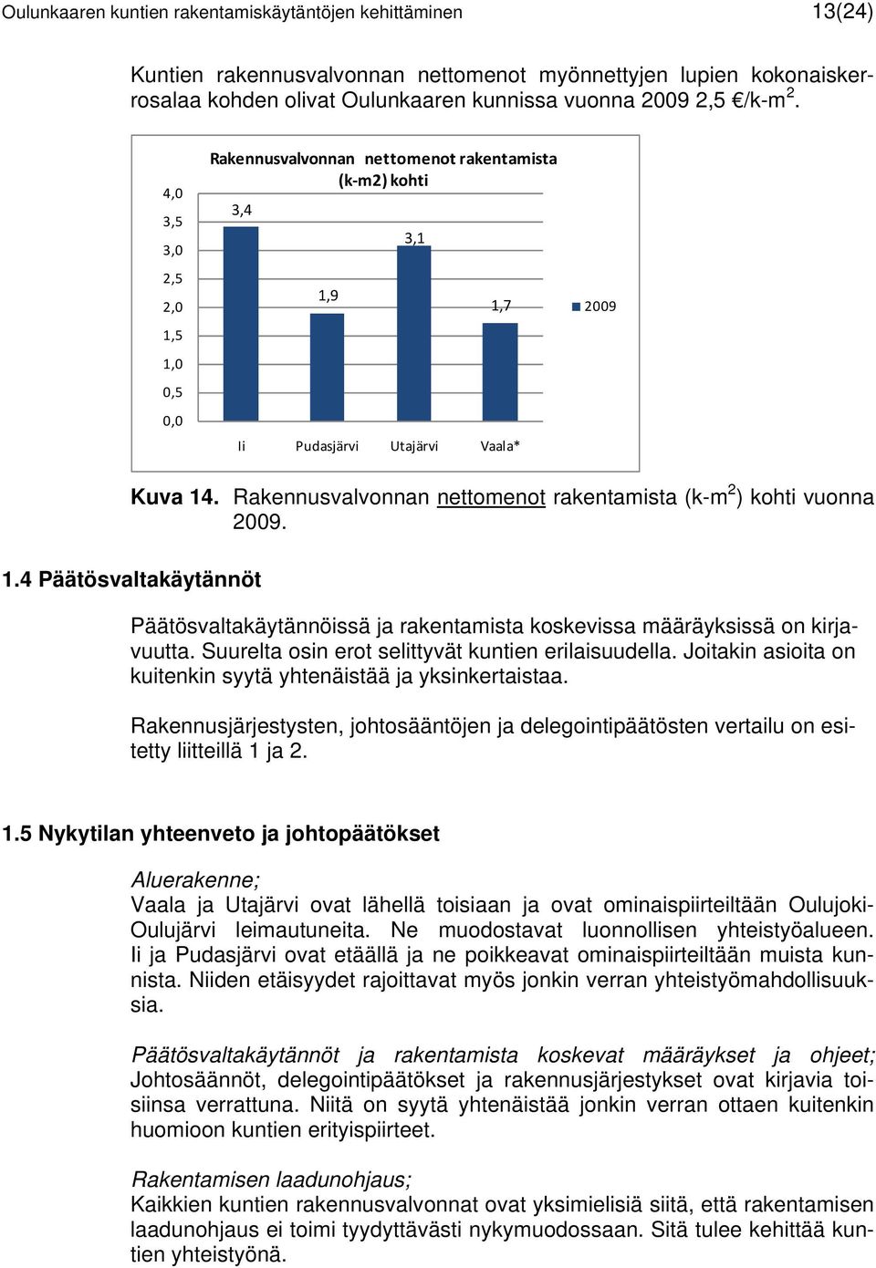 Rakennusvalvonnan nettomenot rakentamista (k-m 2 ) kohti vuonna. 1.4 Päätösvaltakäytännöt Päätösvaltakäytännöissä ja rakentamista koskevissa määräyksissä on kirjavuutta.