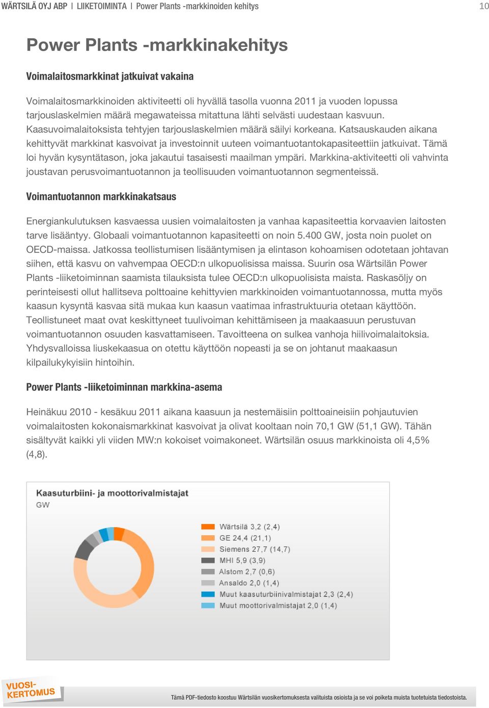 Katsauskauden aikana kehittyvät markkinat kasvoivat ja investoinnit uuteen voimantuotantokapasiteettiin jatkuivat. Tämä loi hyvän kysyntätason, joka jakautui tasaisesti maailman ympäri.